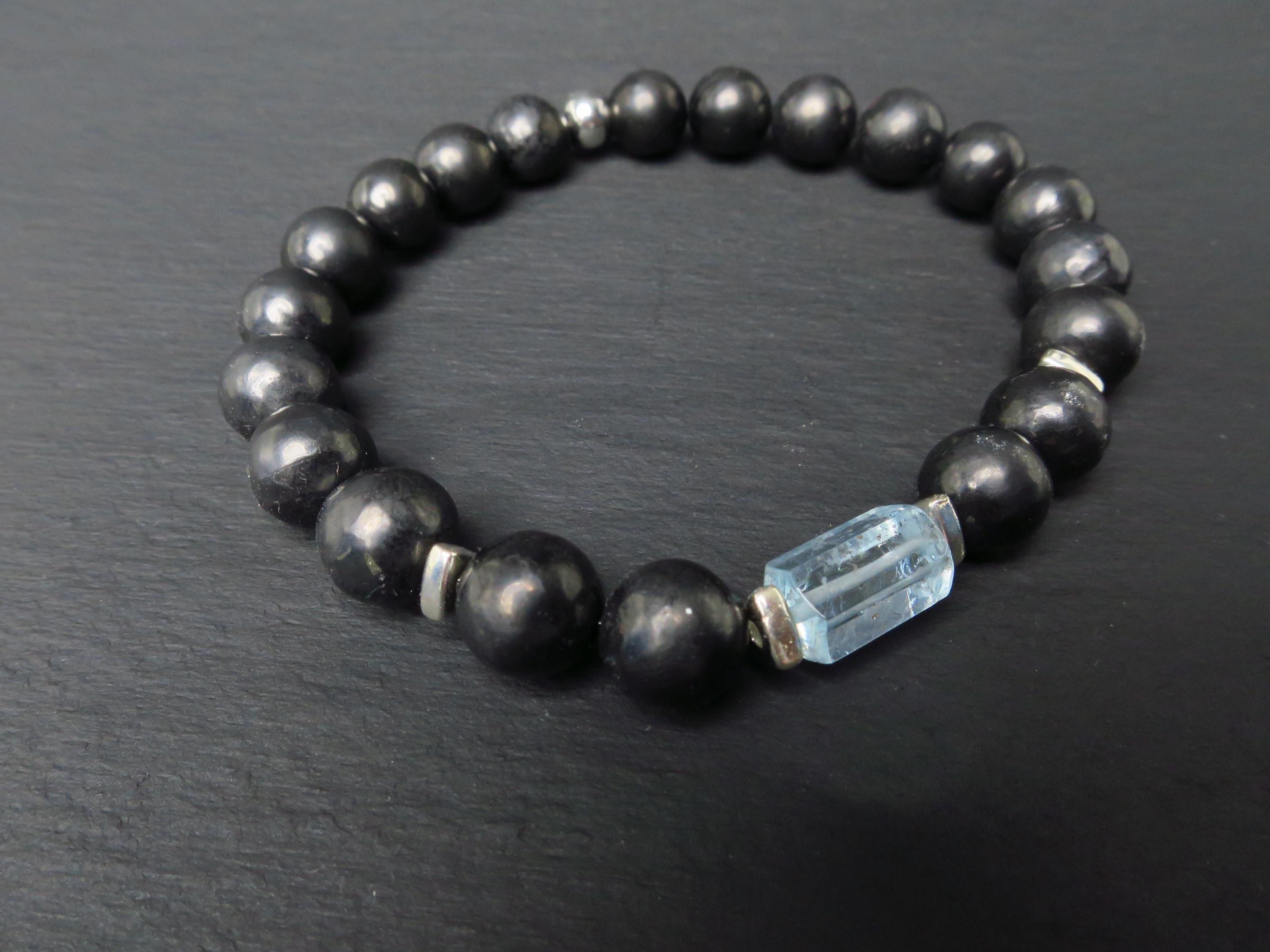 Aquamarin Armband mit Schungit für Männer und Frauen