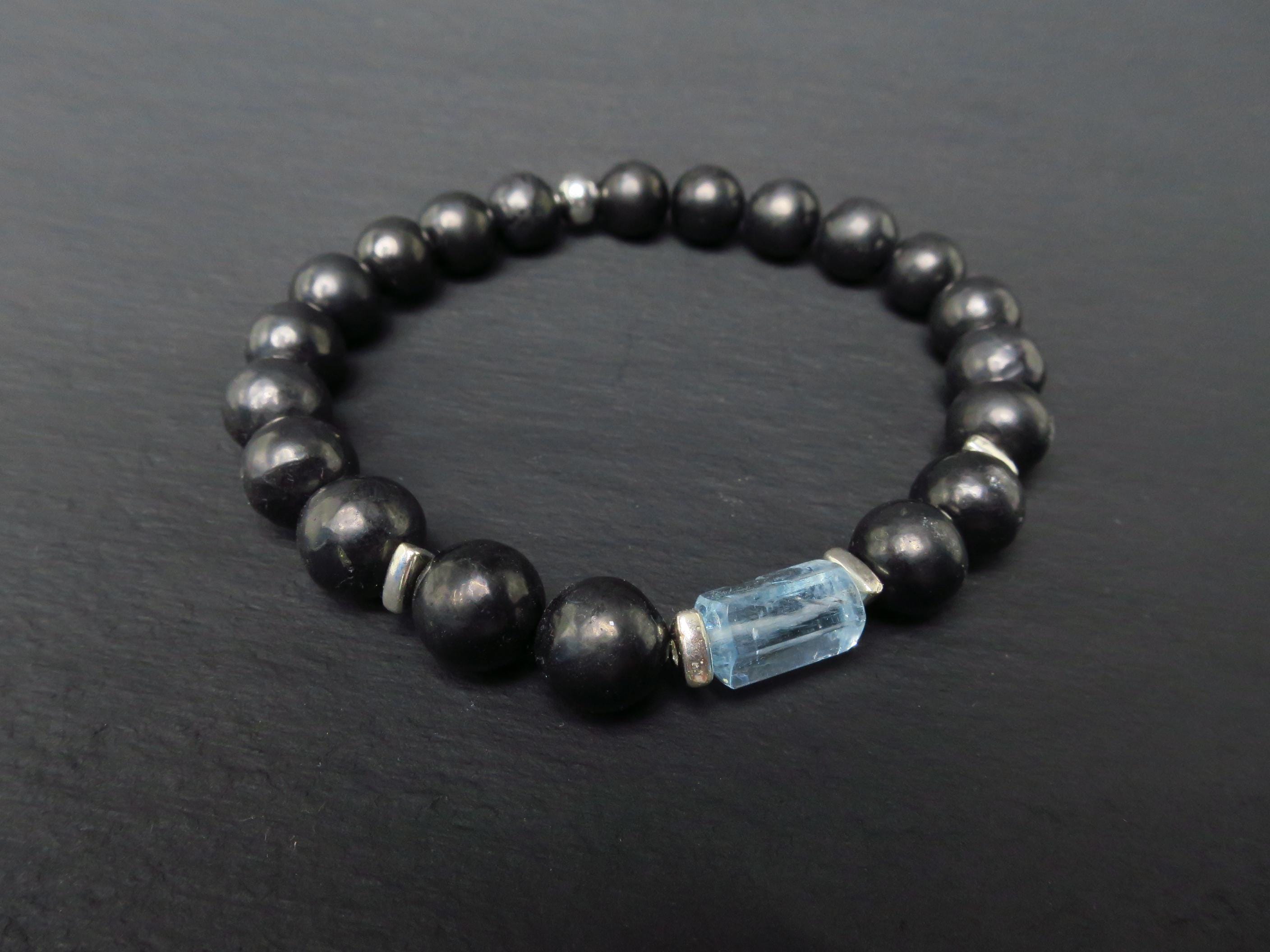 Aquamarin Armband mit Schungit für Männer und Frauen