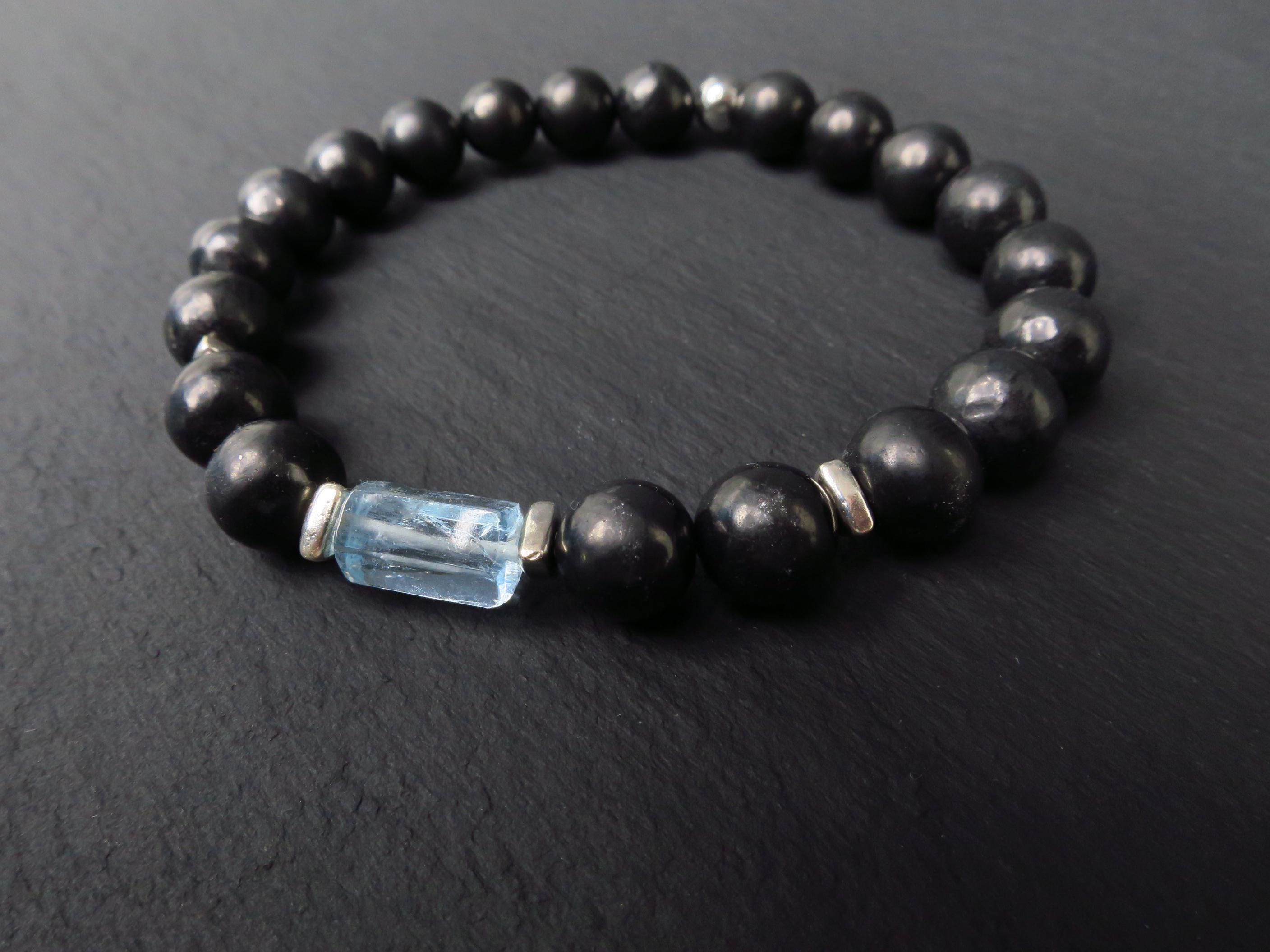 Aquamarin Armband mit Schungit für Männer und Frauen