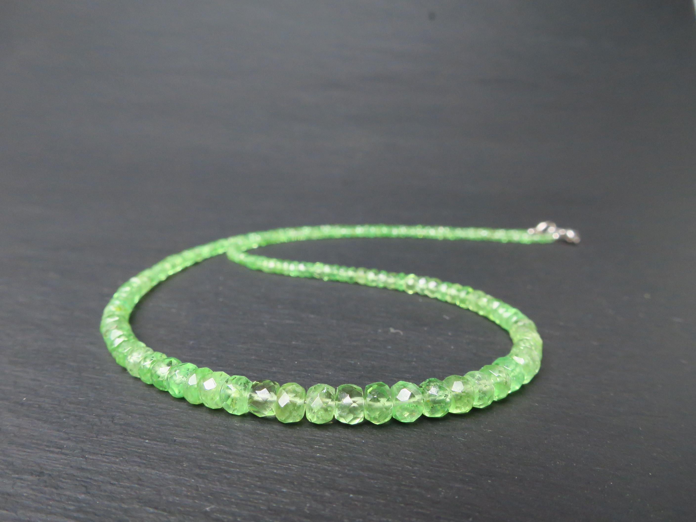 Tsavorit Kette grüner Granat 42cm Sterling Silber