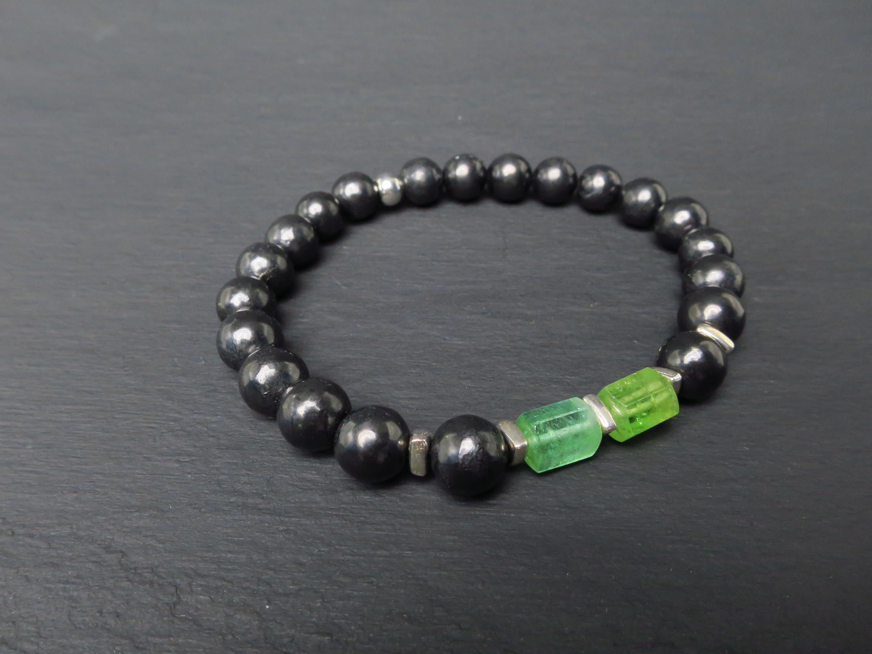 Turmalin Armband mit Schungit für Männer und Frauen