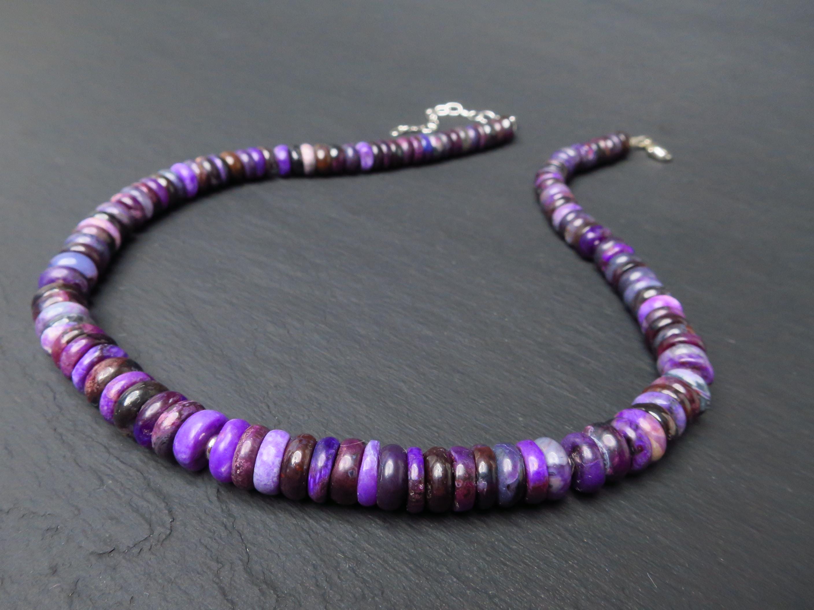 Sugilith Kette Silber lila 43cm echte Edelsteinkette