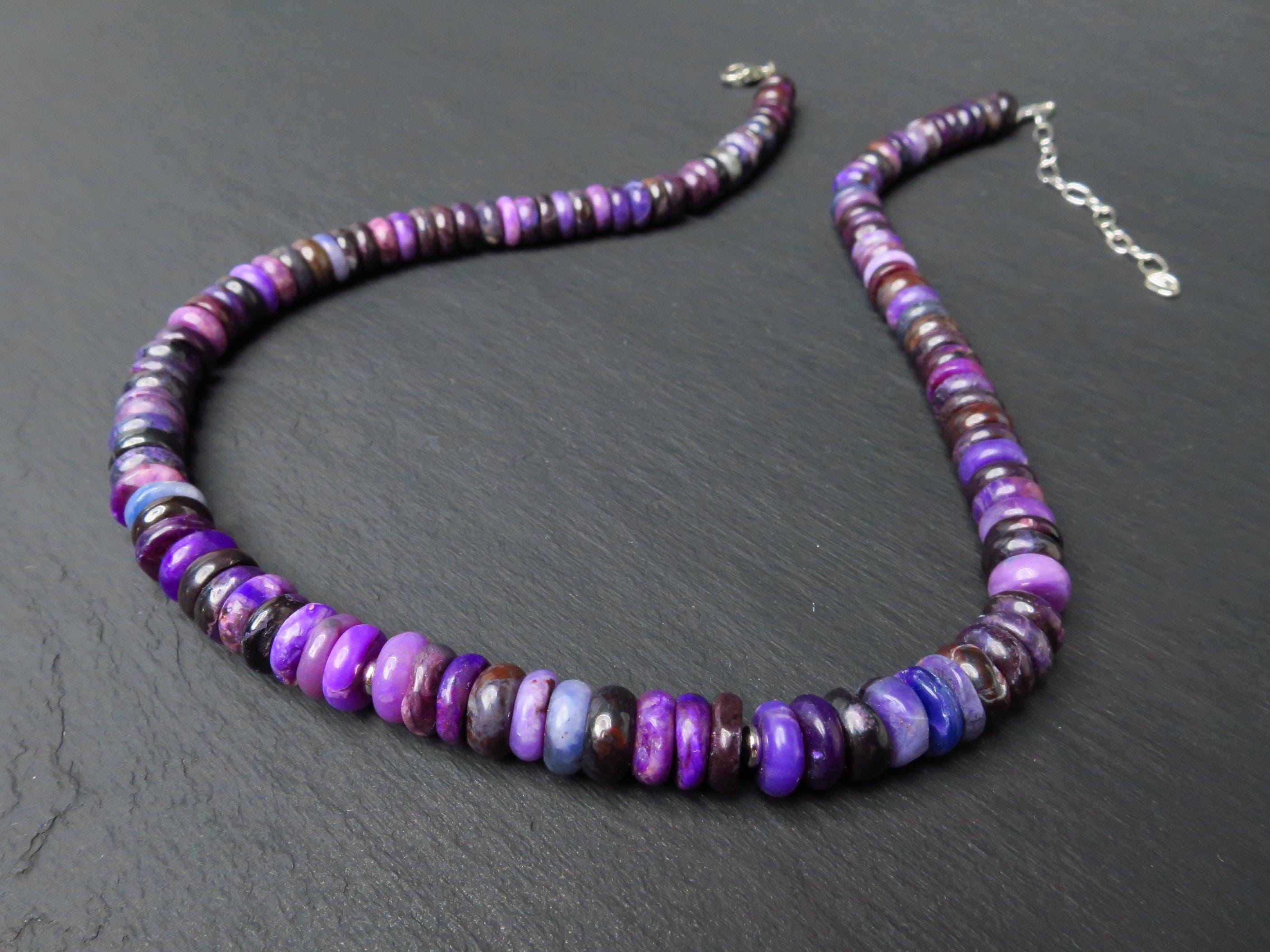 Sugilith Kette Silber lila 44cm echte Edelsteinkette