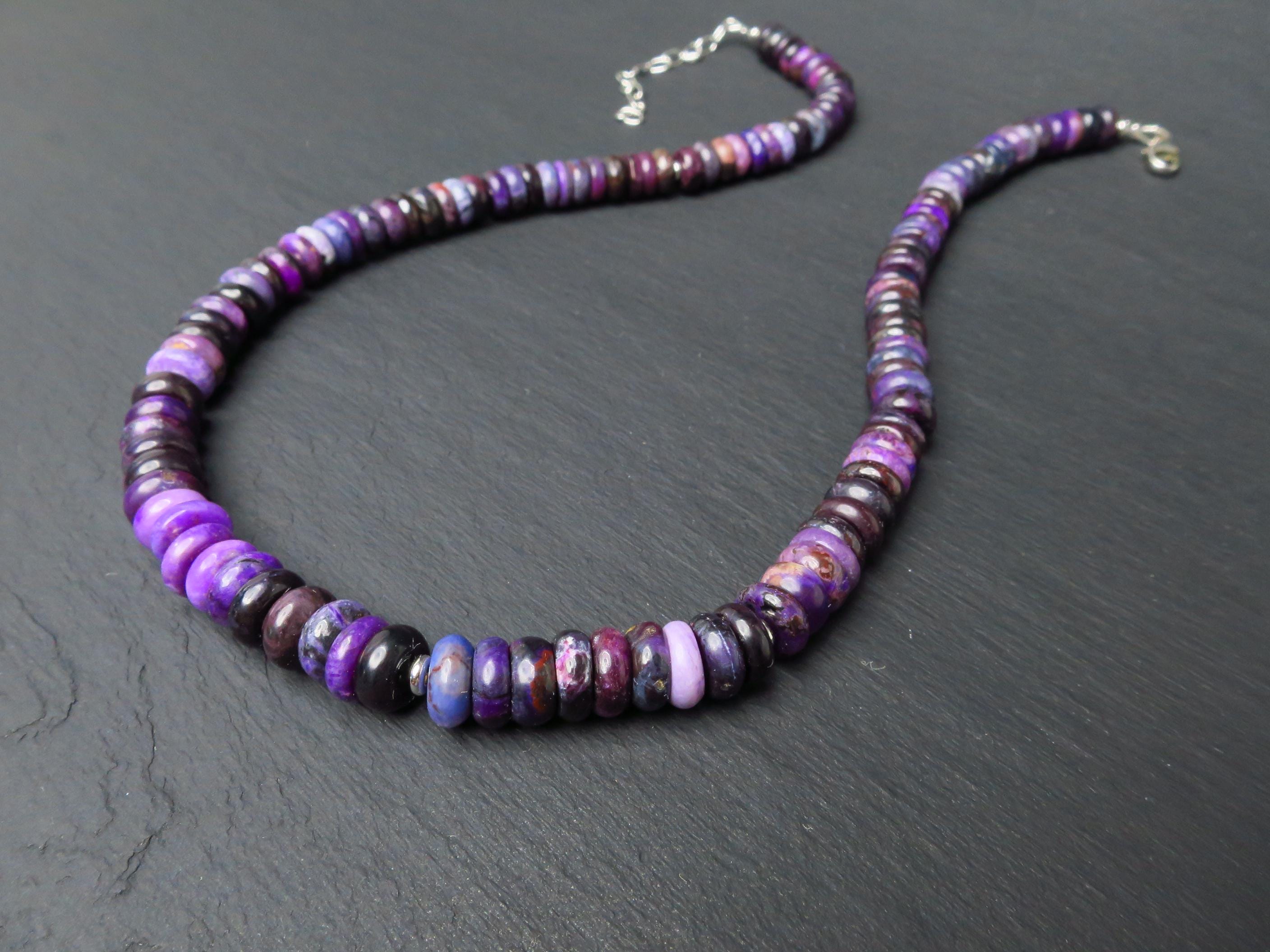Sugilith Kette Silber lila 45,5cm echte Edelsteinkette