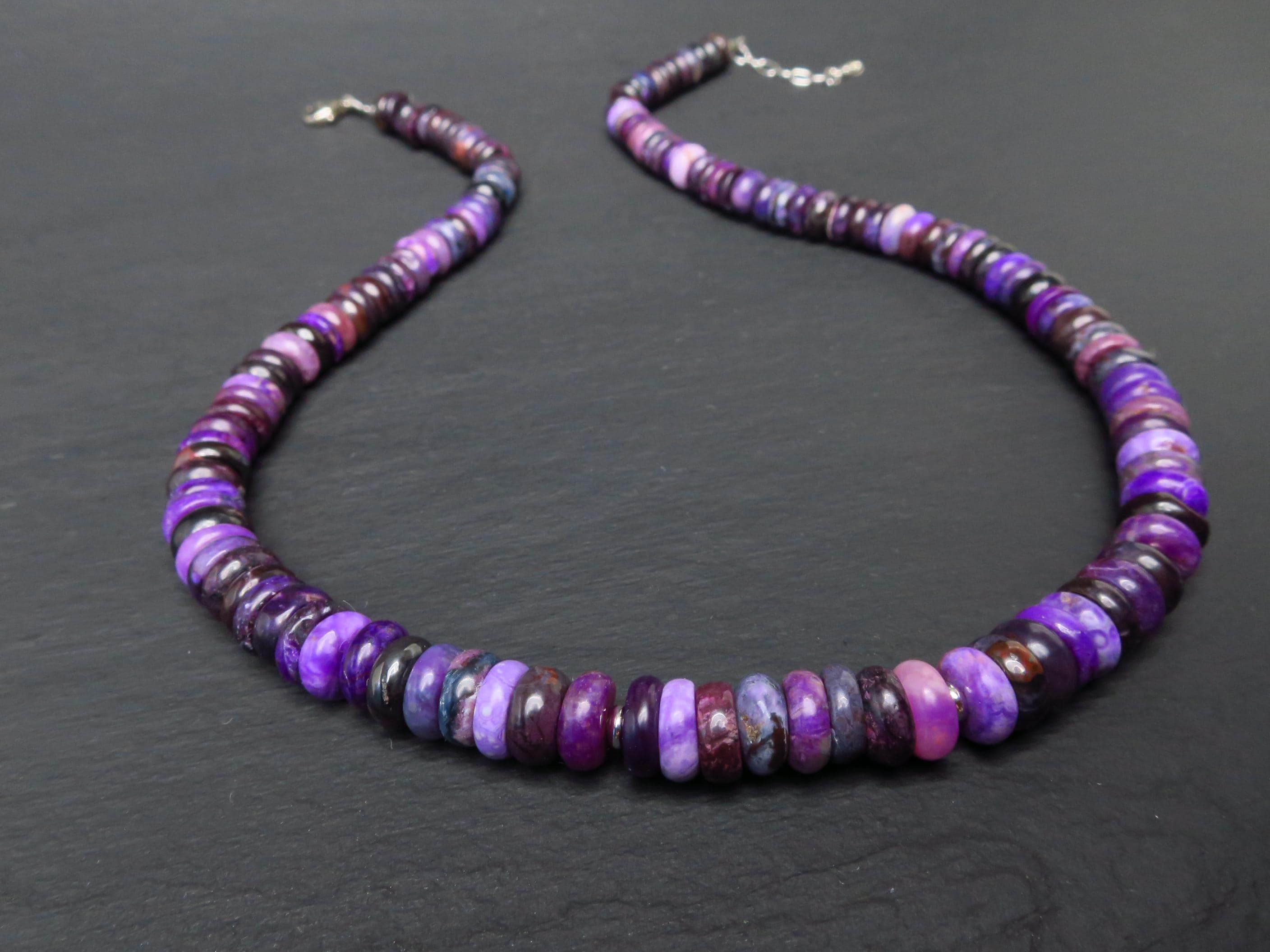 Sugilith Kette Silber lila 47cm echte Edelsteinkette