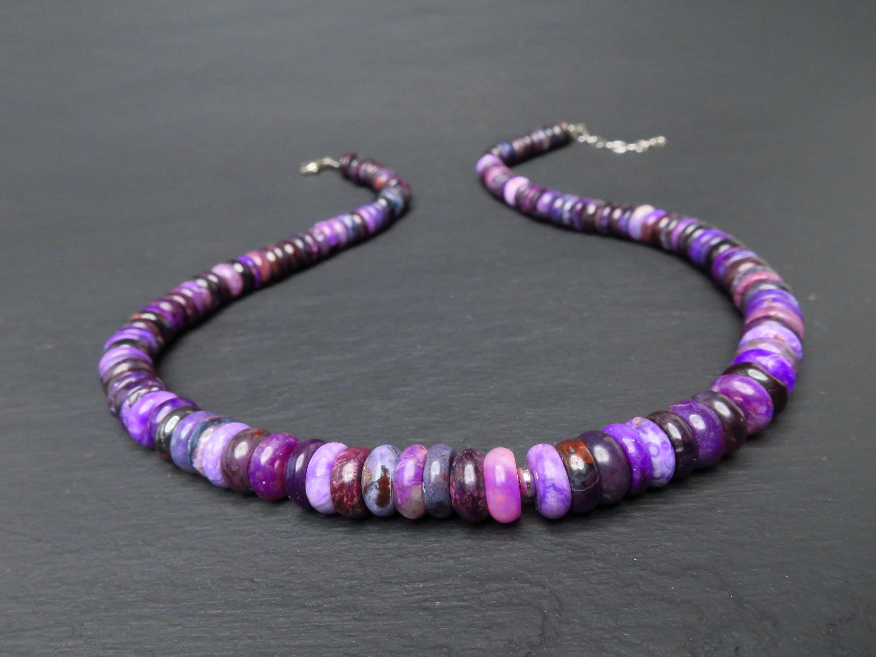 Sugilith Kette Silber lila 47cm echte Edelsteinkette