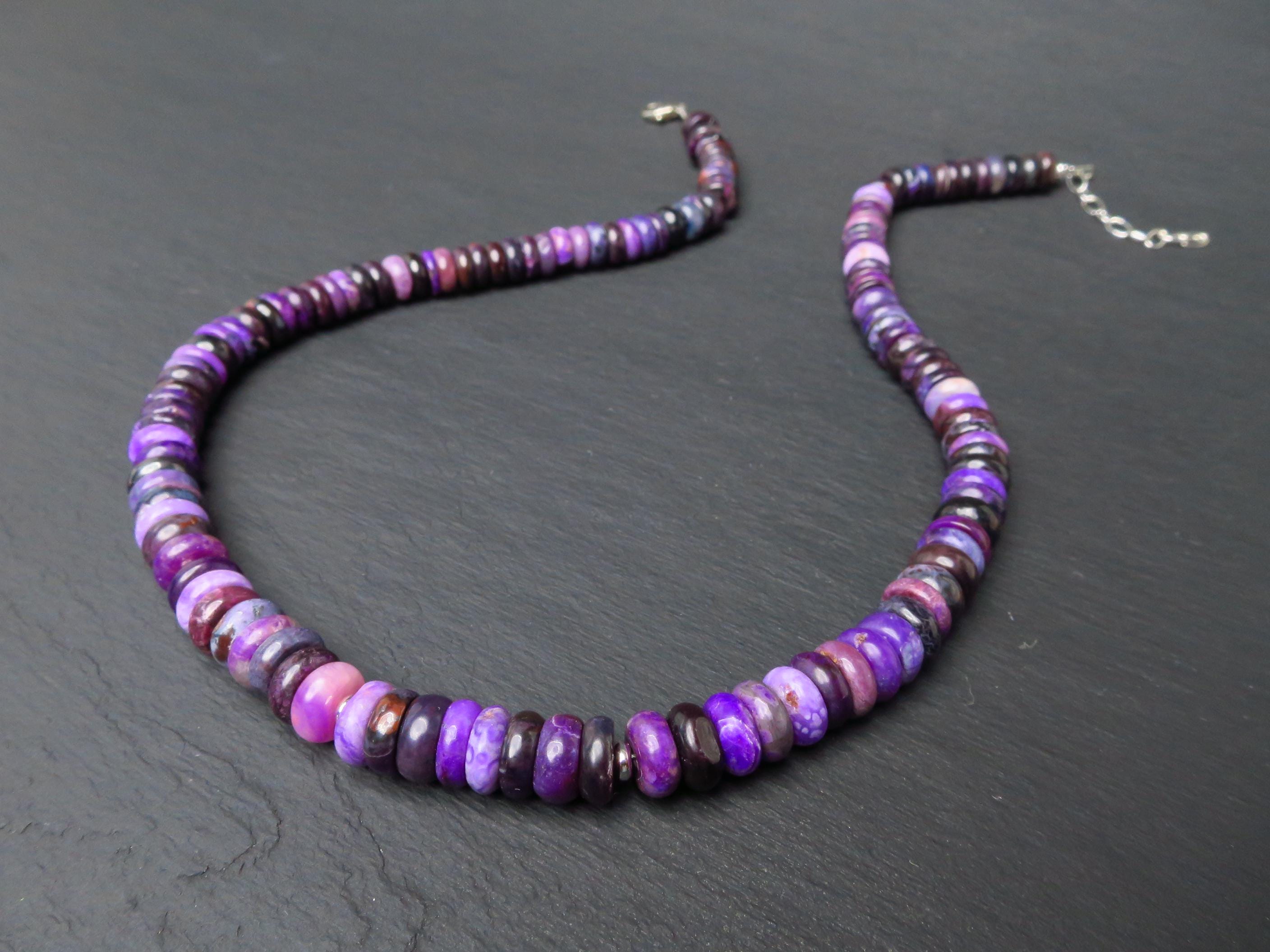 Sugilith Kette Silber lila 47cm echte Edelsteinkette
