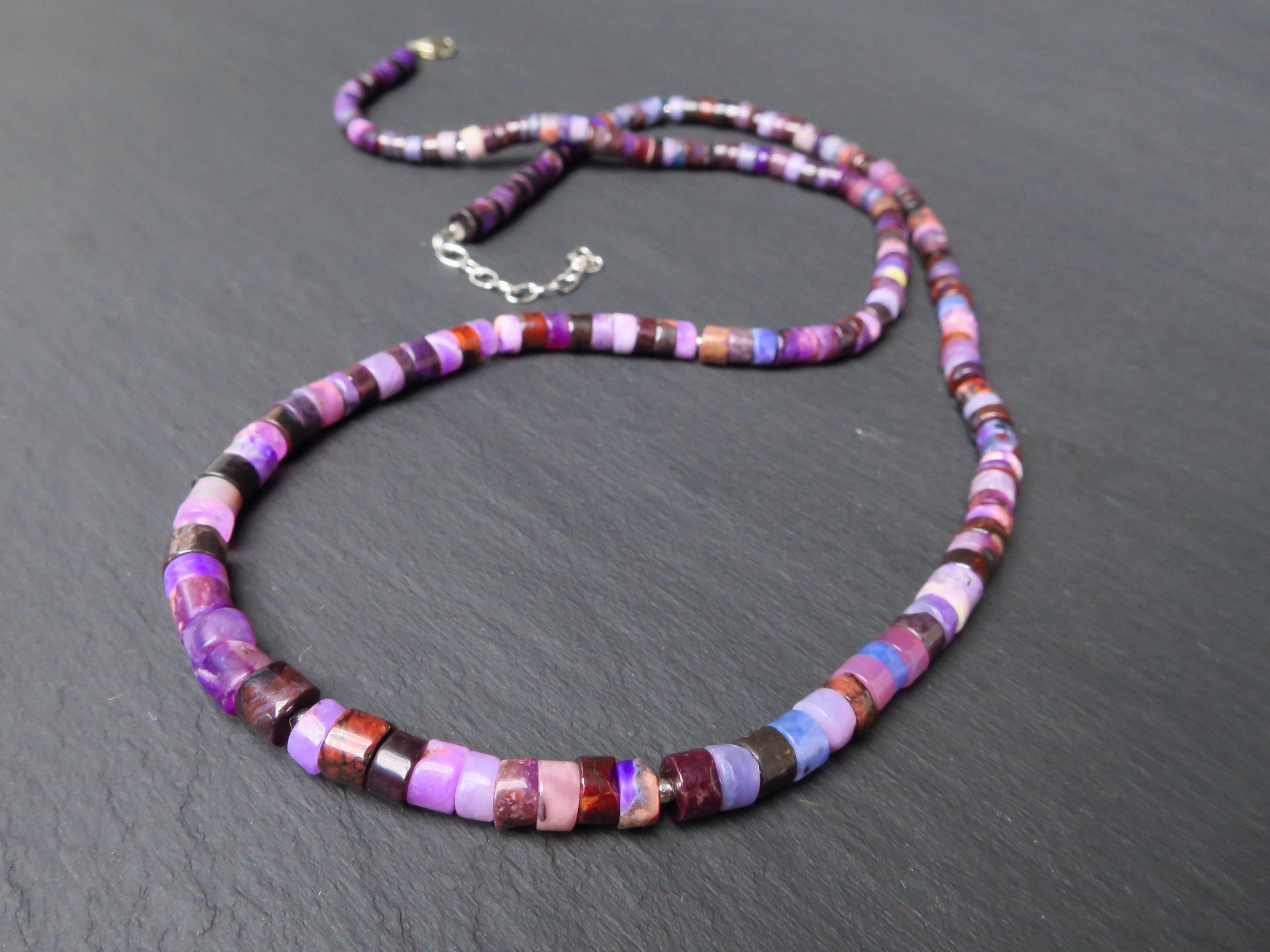 Sugilith Kette Silber lila 66cm echte Edelsteinkette