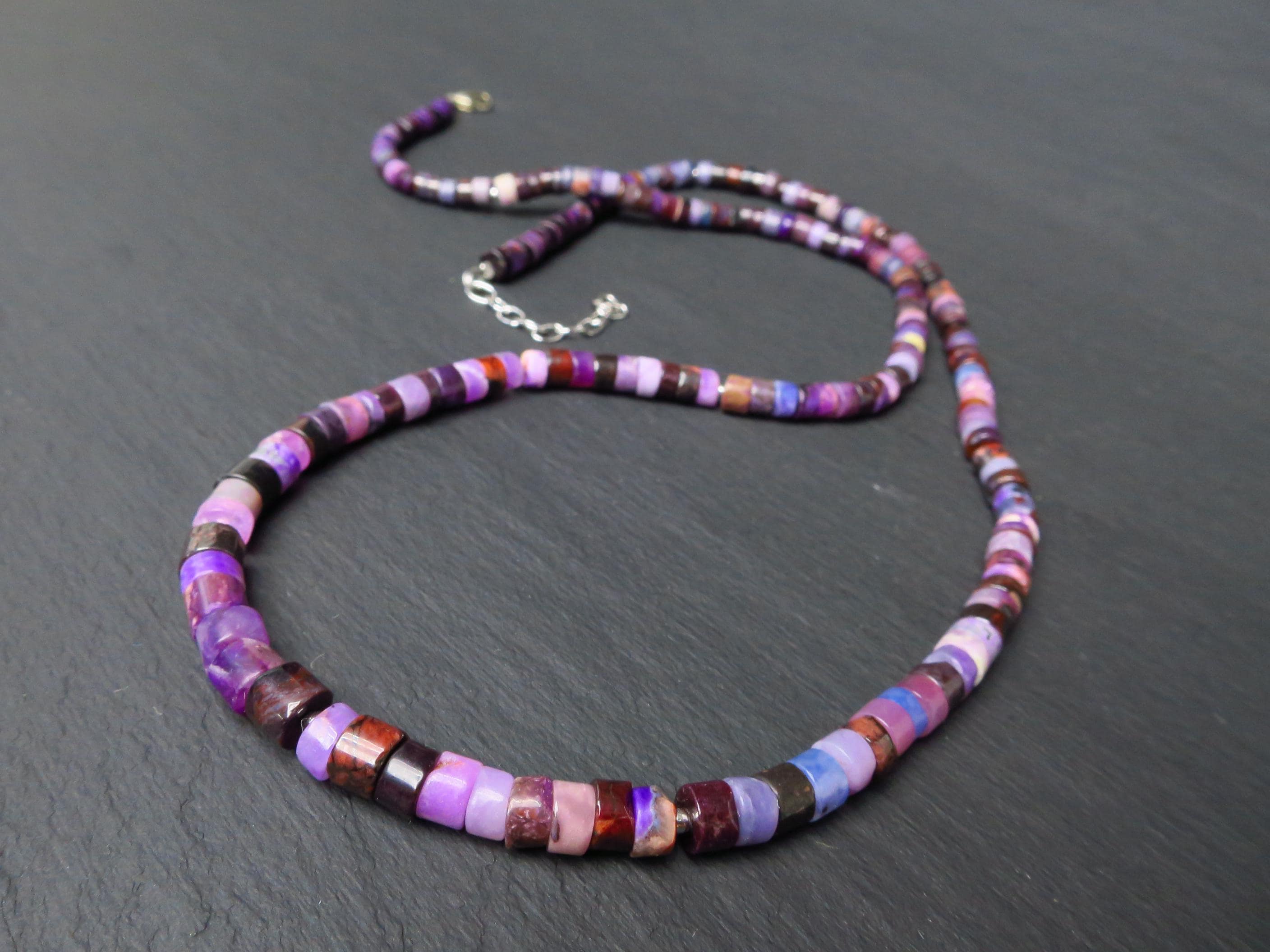 Sugilith Kette Silber lila 66cm echte Edelsteinkette
