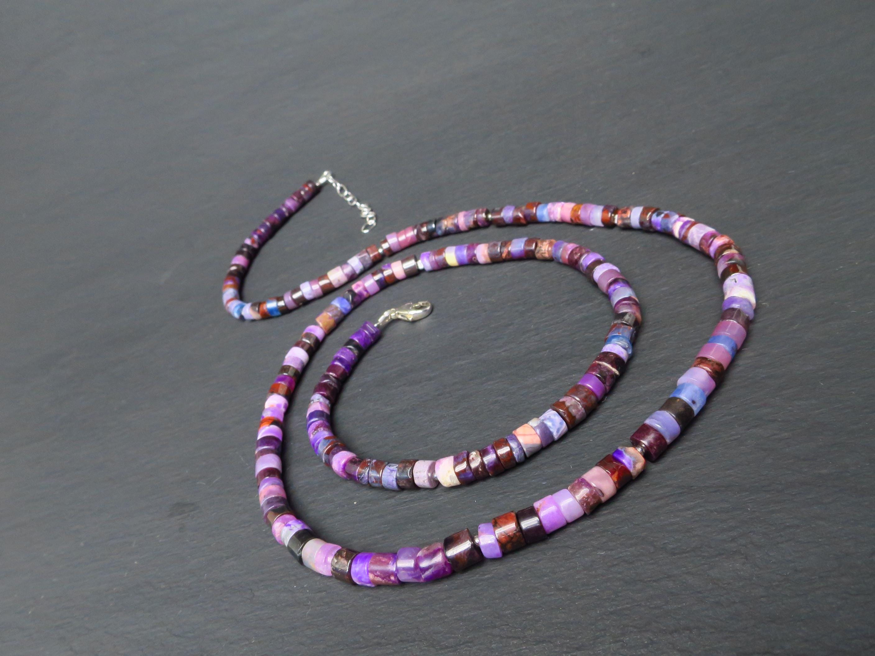 Sugilith Kette Silber lila 66cm echte Edelsteinkette