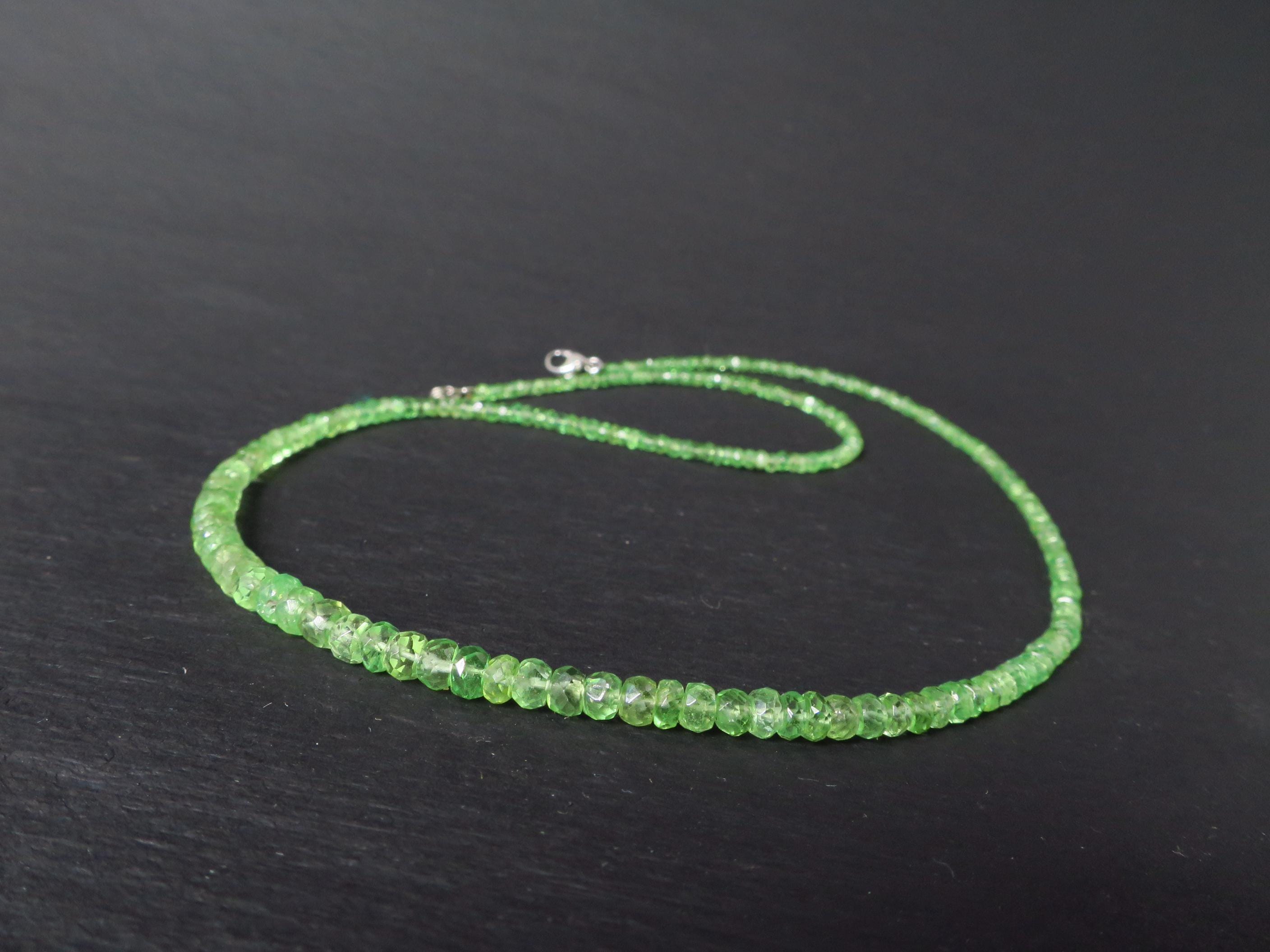 Tsavorit Kette Granat grün 43cm Sterling Silber Rhodium