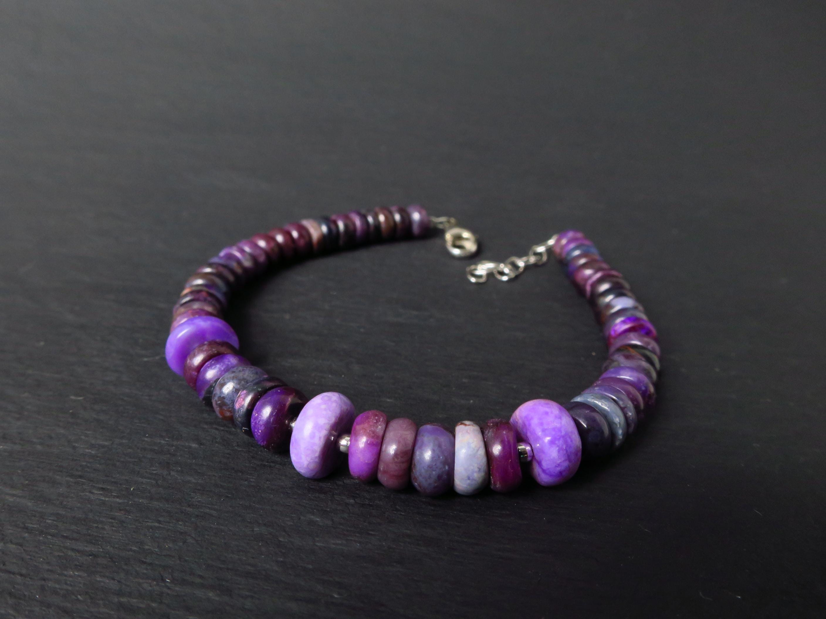 Sugilith Armband lila Edelsteinarmband 19,5-22,5 cm