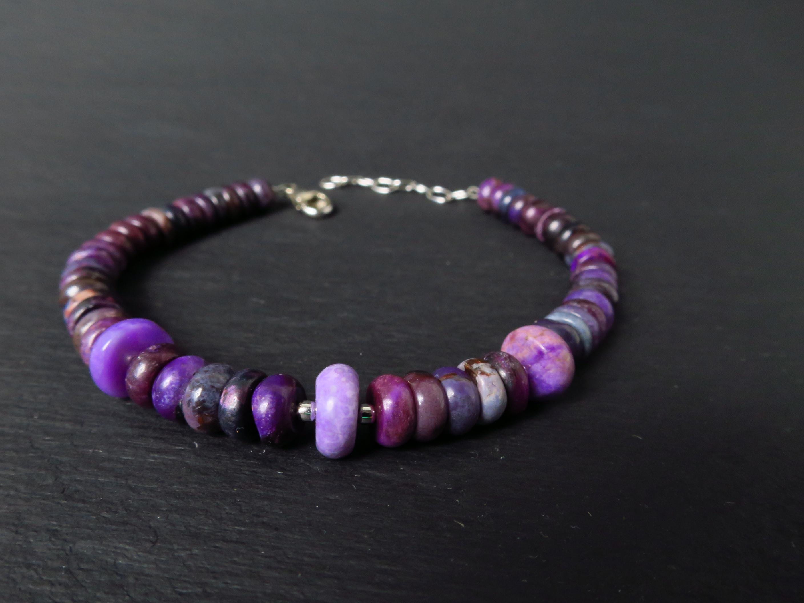 Sugilith Armband lila Edelsteinarmband 19,5-22,5 cm