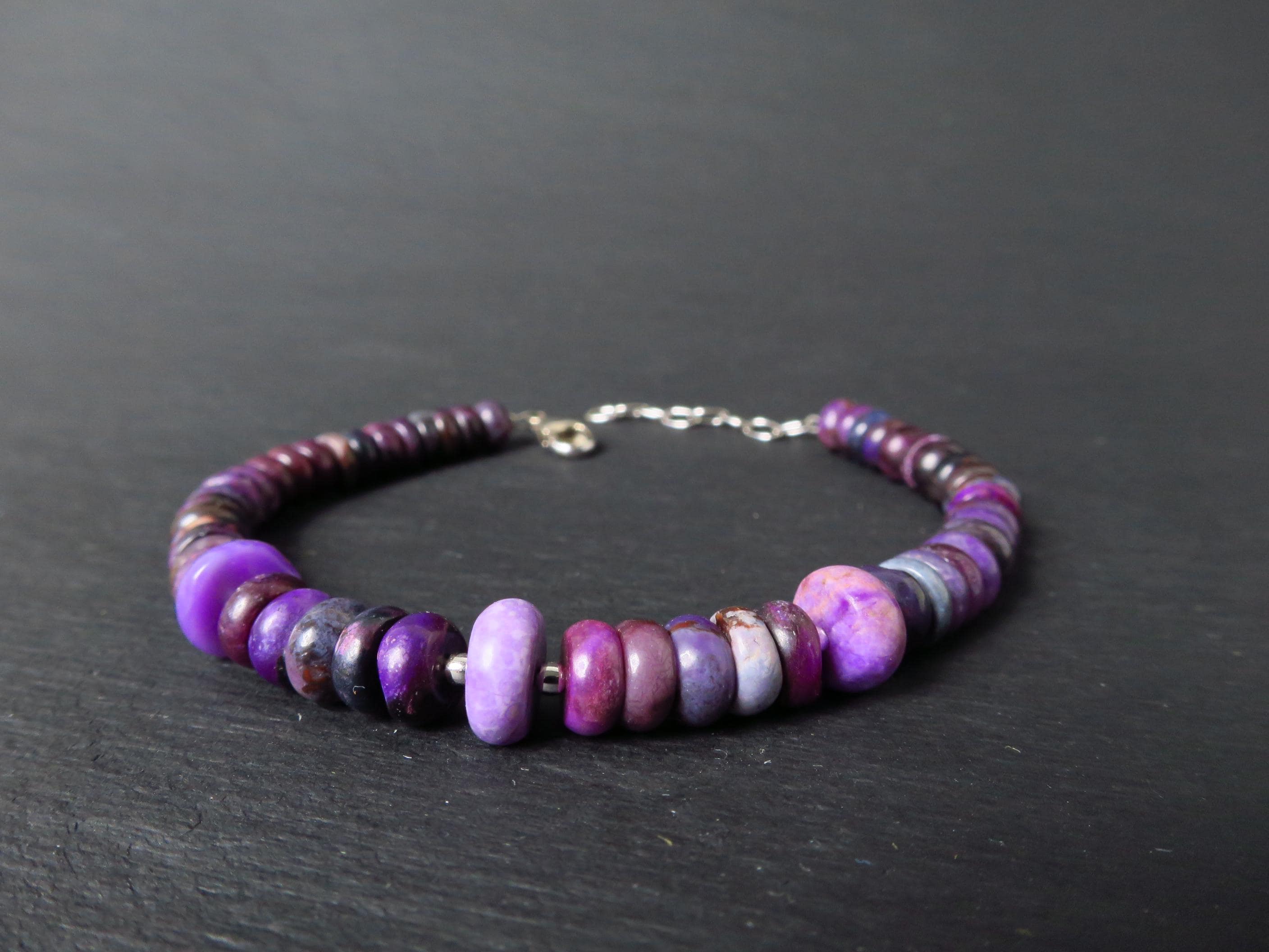 Sugilith Armband  lila Edelsteinarmband 19,5-22,5 cm