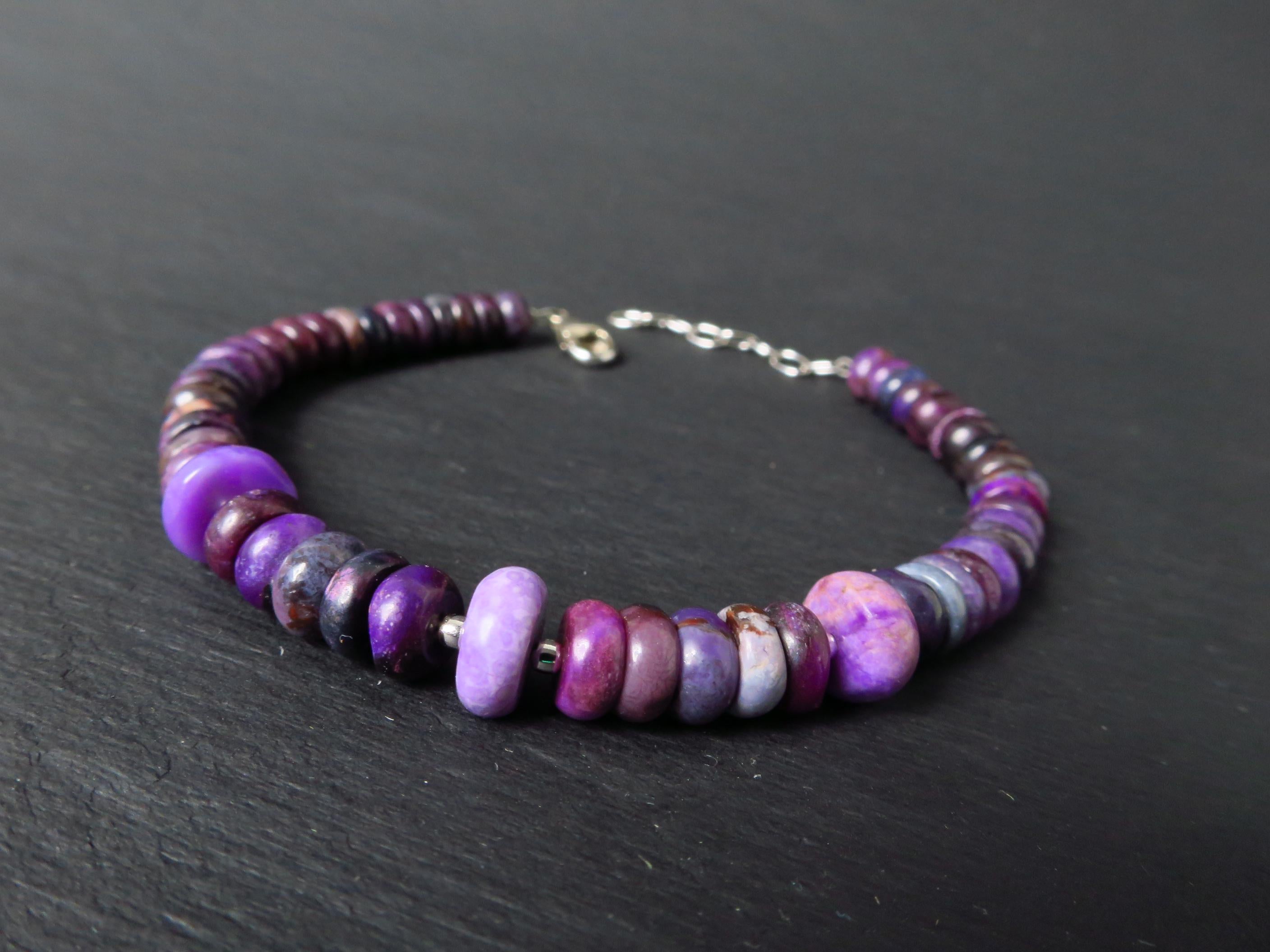 Sugilith Armband lila Edelsteinarmband 19,5-22,5 cm