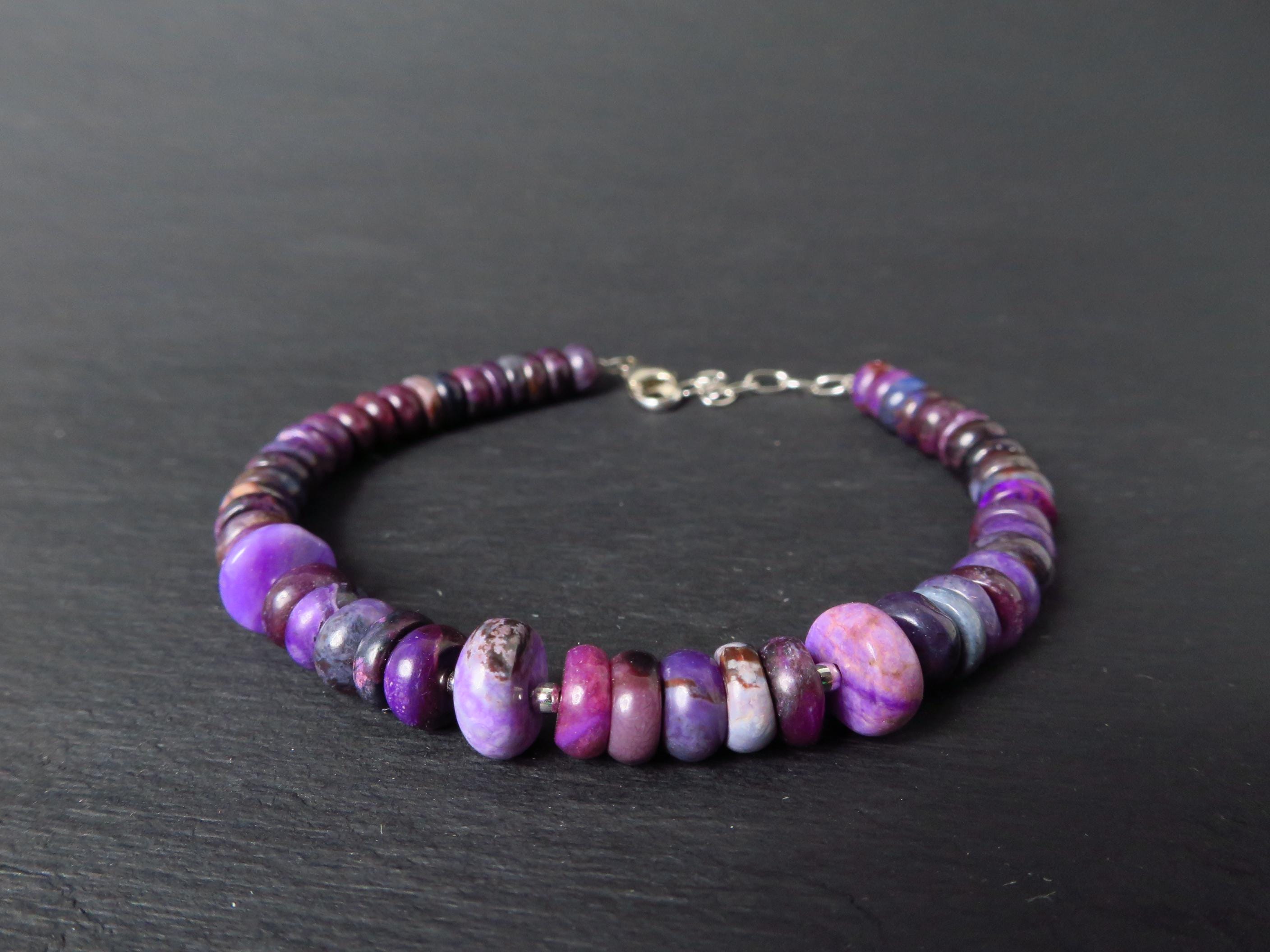 Sugilith Armband lila Edelsteinarmband 19,5-22,5 cm