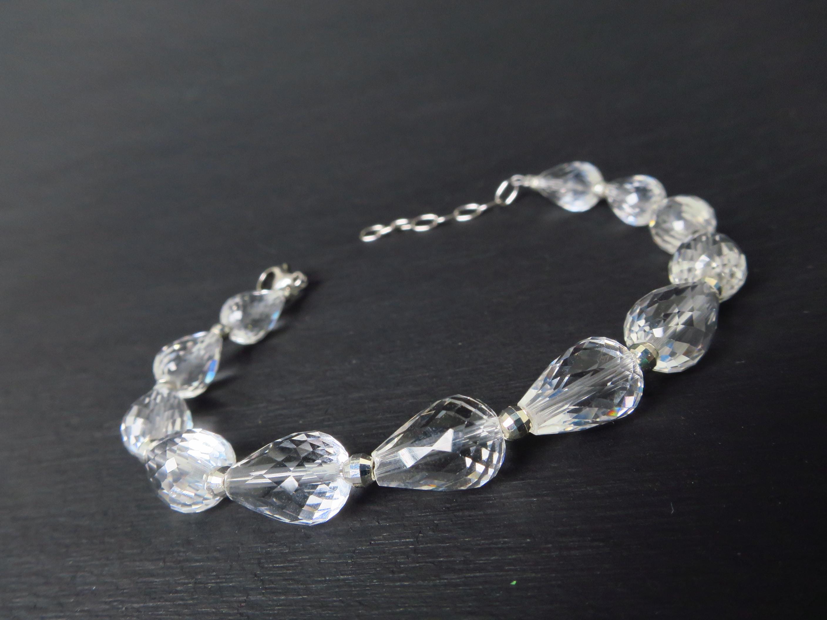 Bergkristall Armband Edelstein Tropfen Sterling Silber