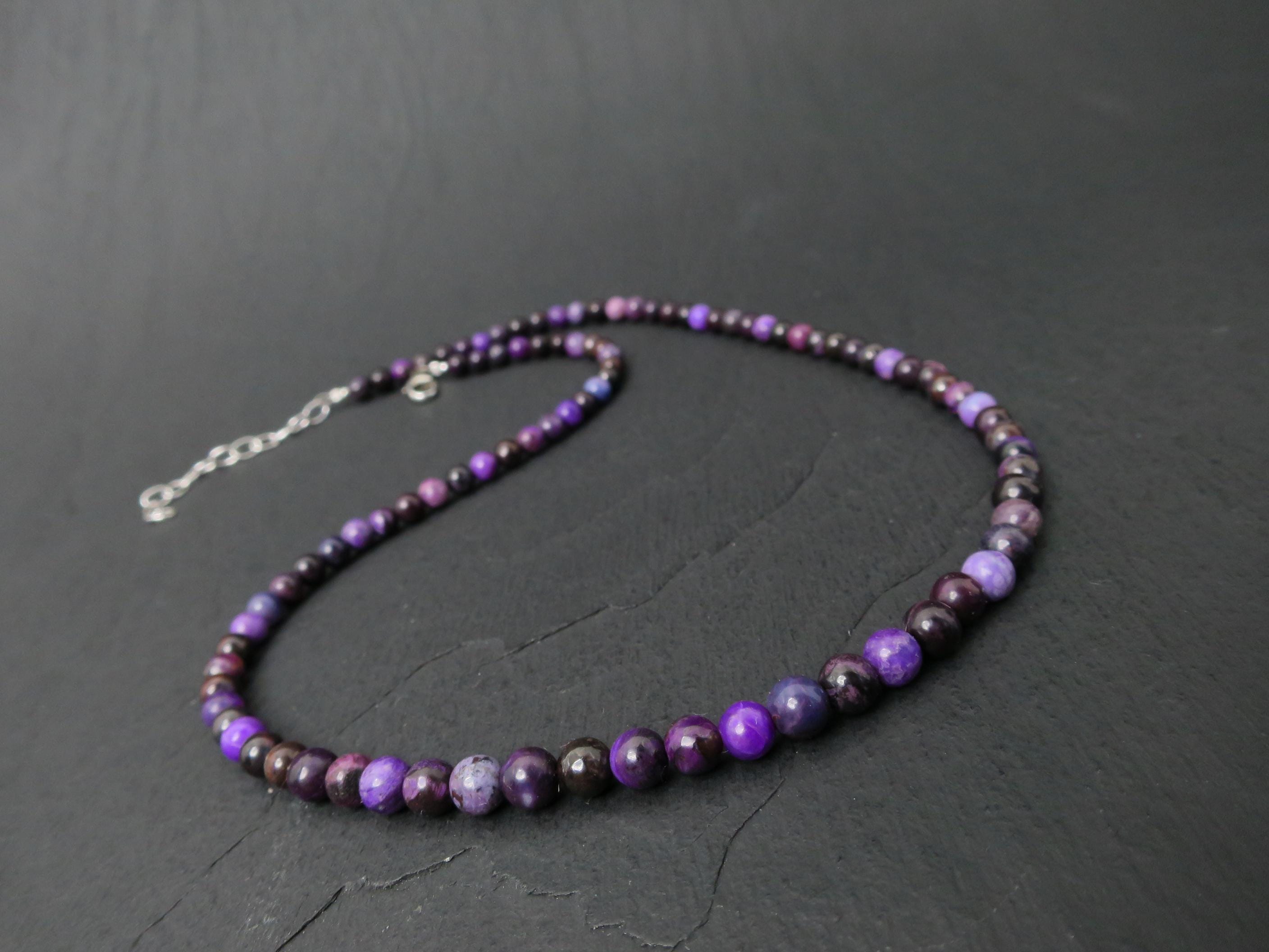 Sugilith Kette Silber lila 43,5cm +4cm echte Sugilith
