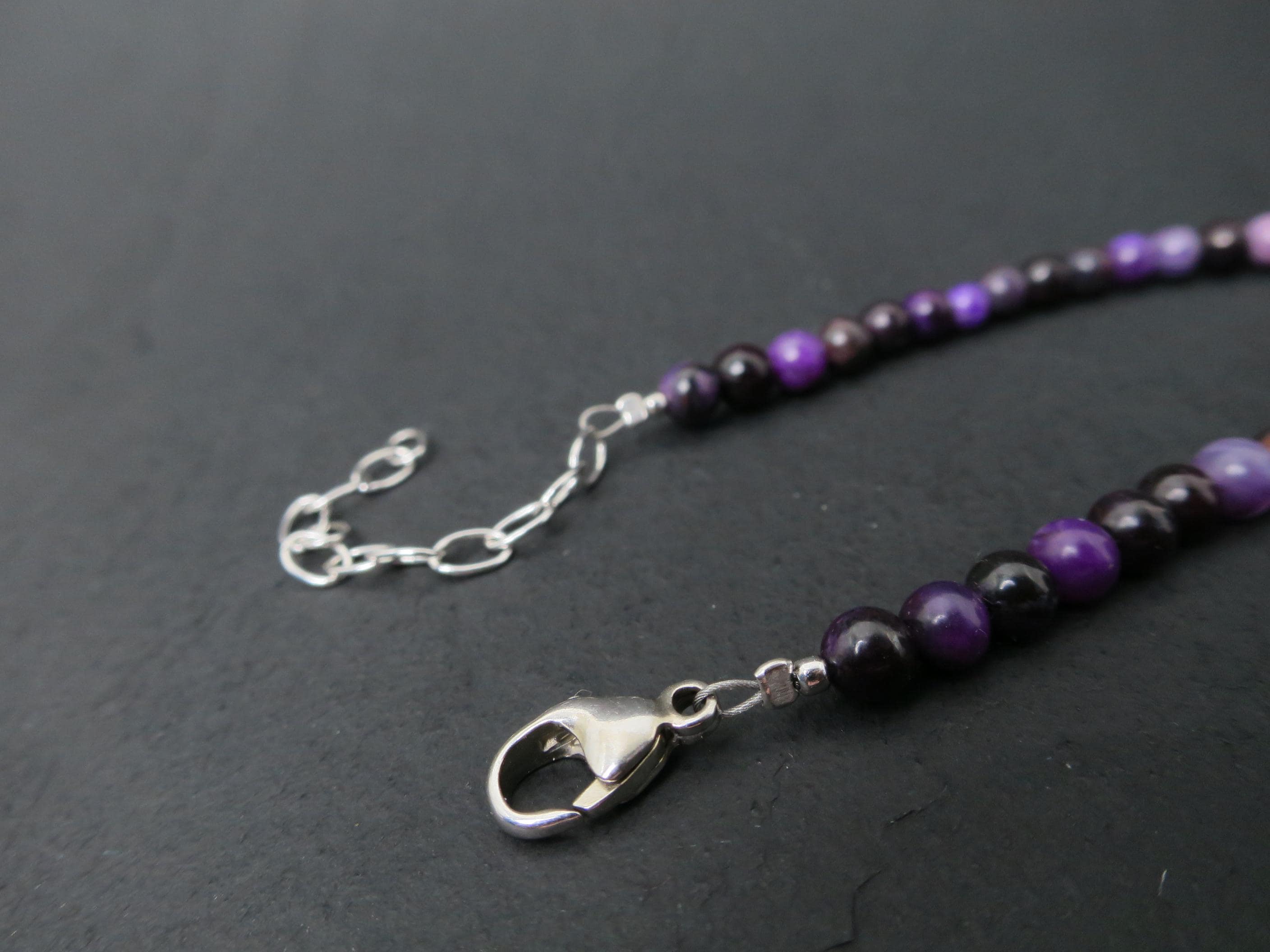Sugilith Kette Silber lila 43,5cm +4cm echte Sugilith