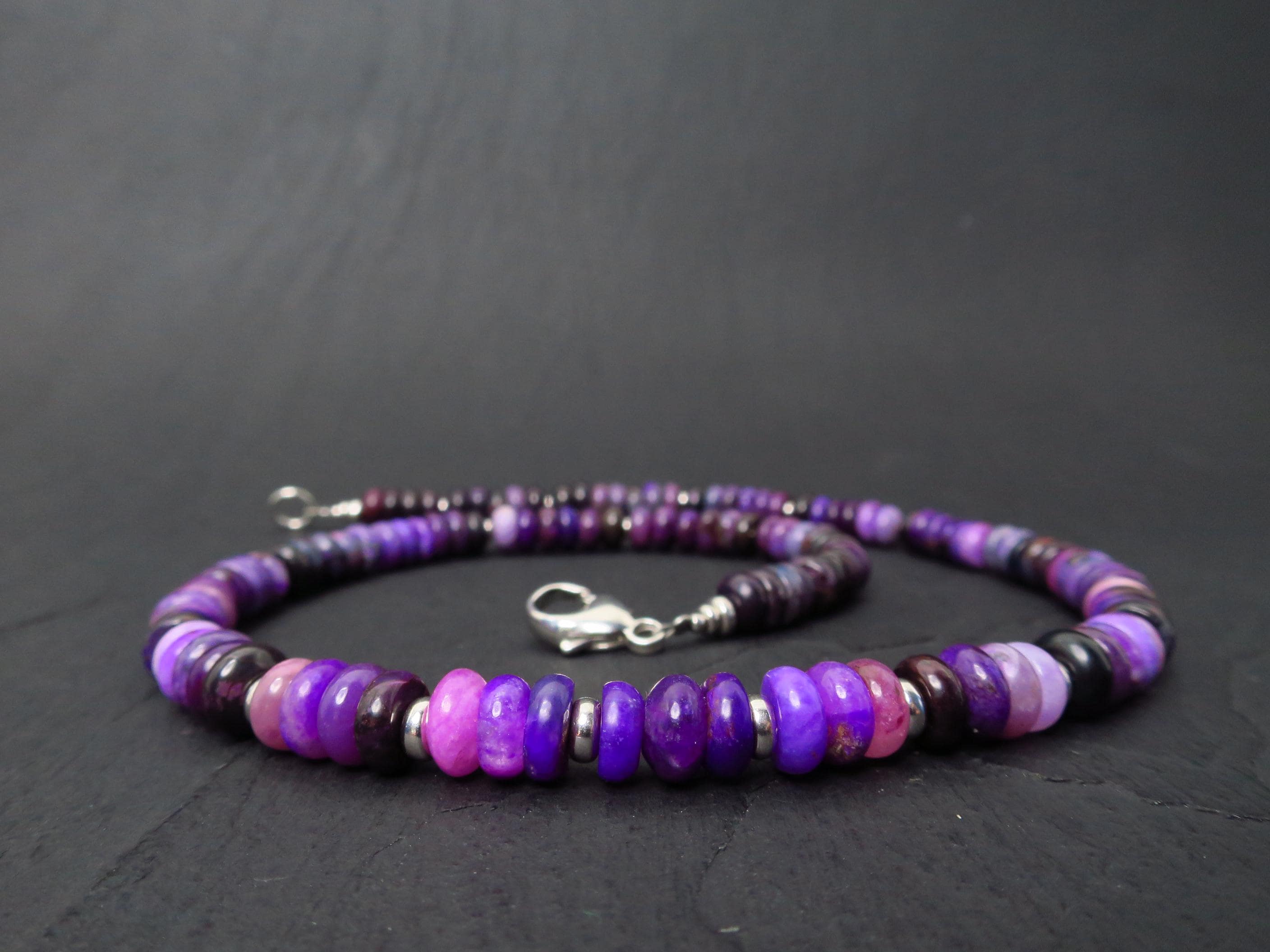 Sugilith Kette Silber 48,5cm AAA Edelsteinkette
