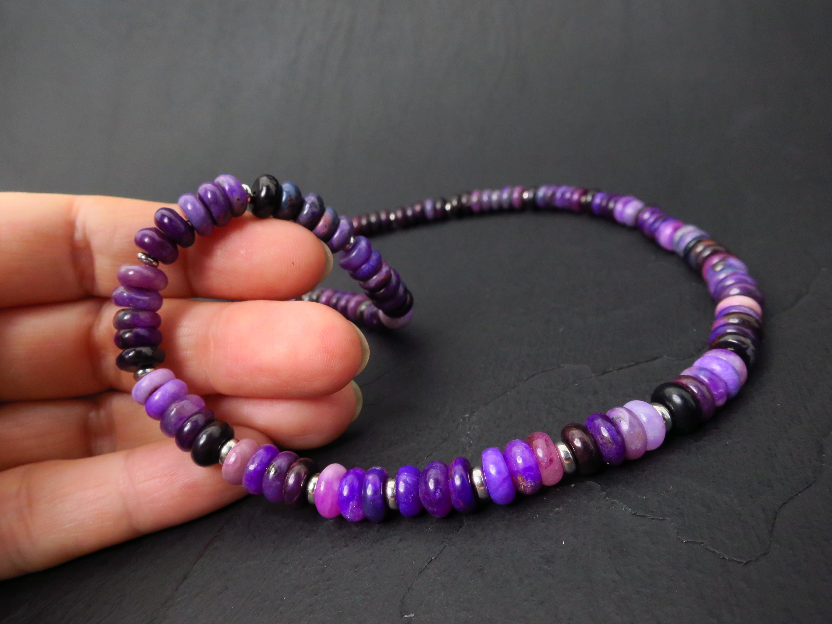 Sugilith Kette Silber 48,5cm AAA Edelsteinkette
