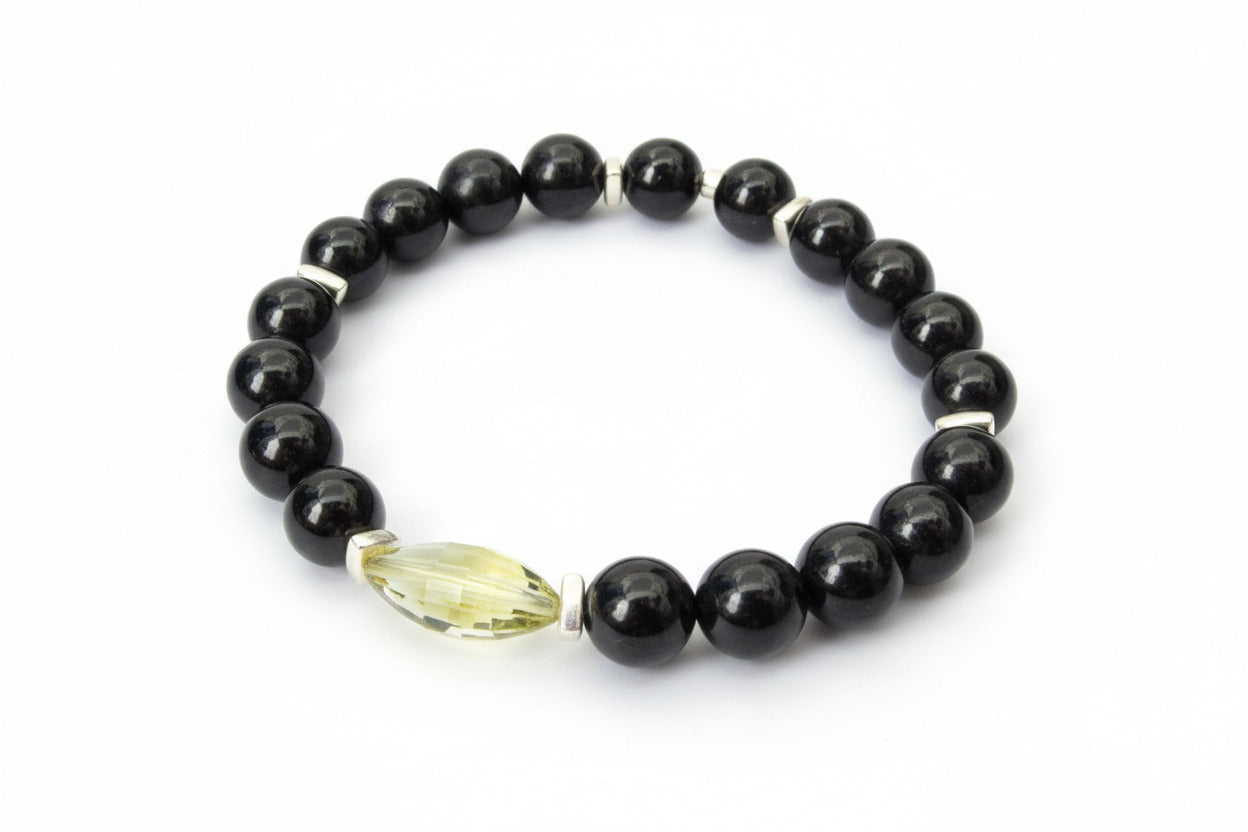 Edelstein Armband für Herren mit Schungit und Citrin