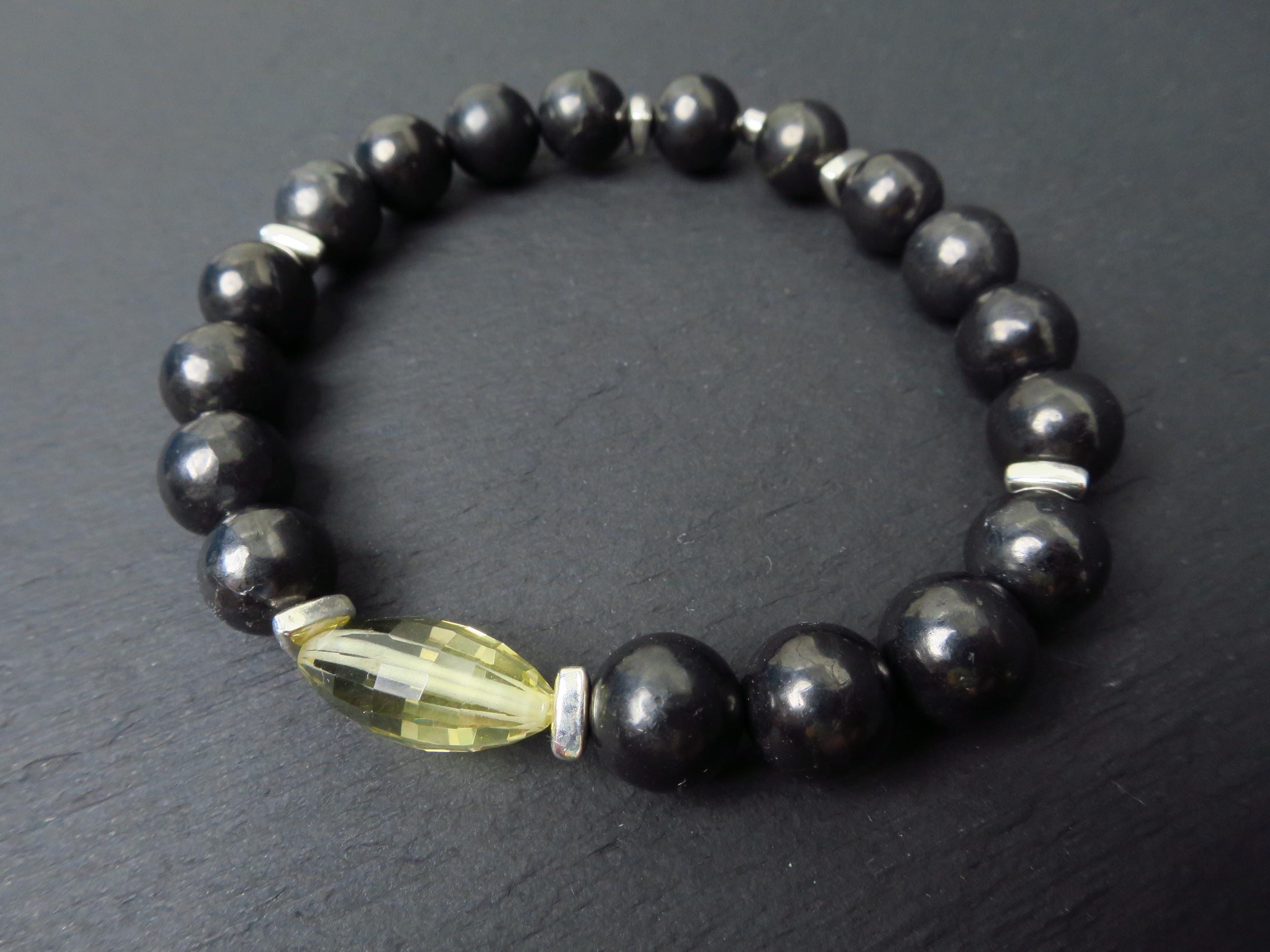 Edelstein Armband für Herren mit Schungit und Citrin