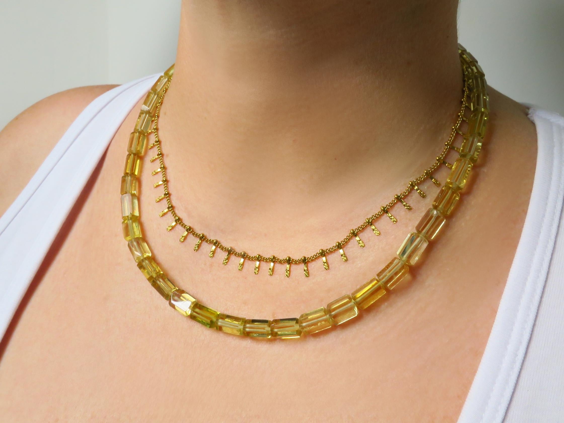 Heliodor Kette aus polierten Kristallen mit Silberverschluss