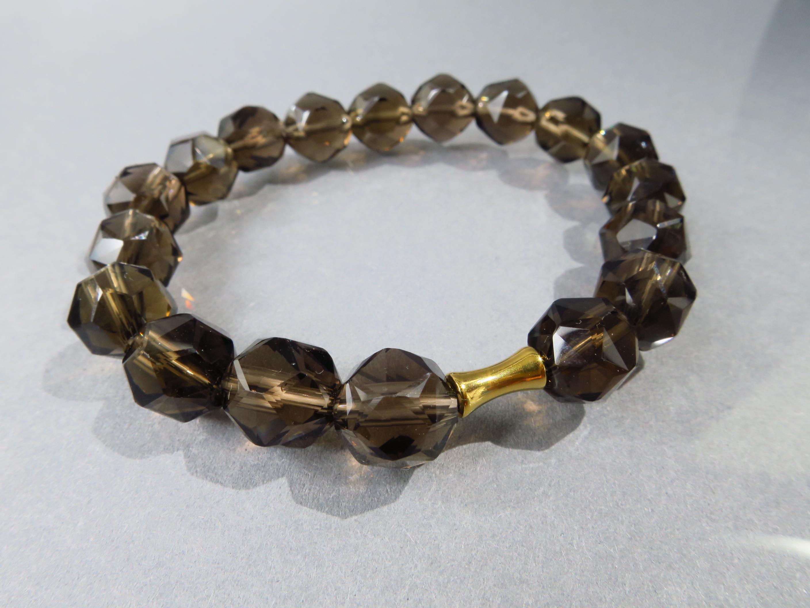 Rauchquarz Armband in braun und gold Edelstein Stacking Bracelet