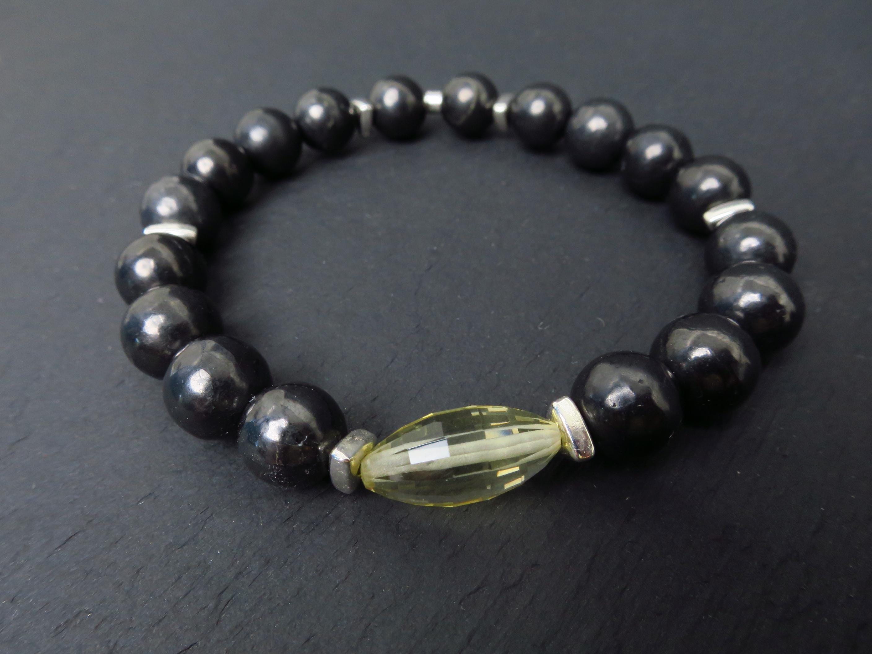 Edelstein Armband für Herren mit Schungit und Citrin