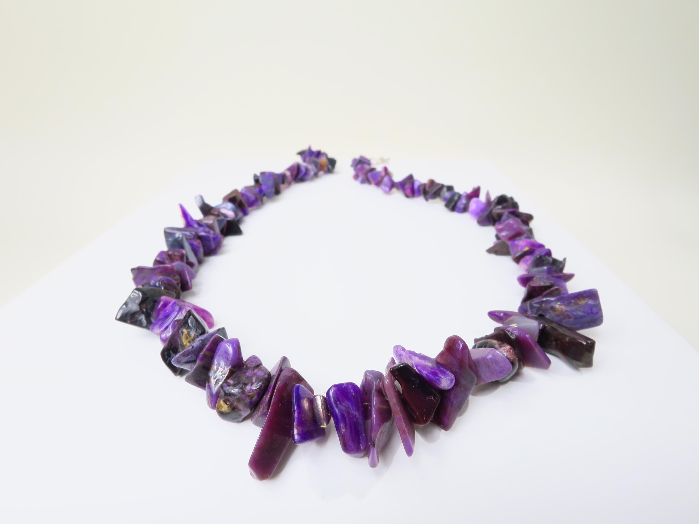 Echte Sugilith Kette Splitter unbehandelt Sterling Silber