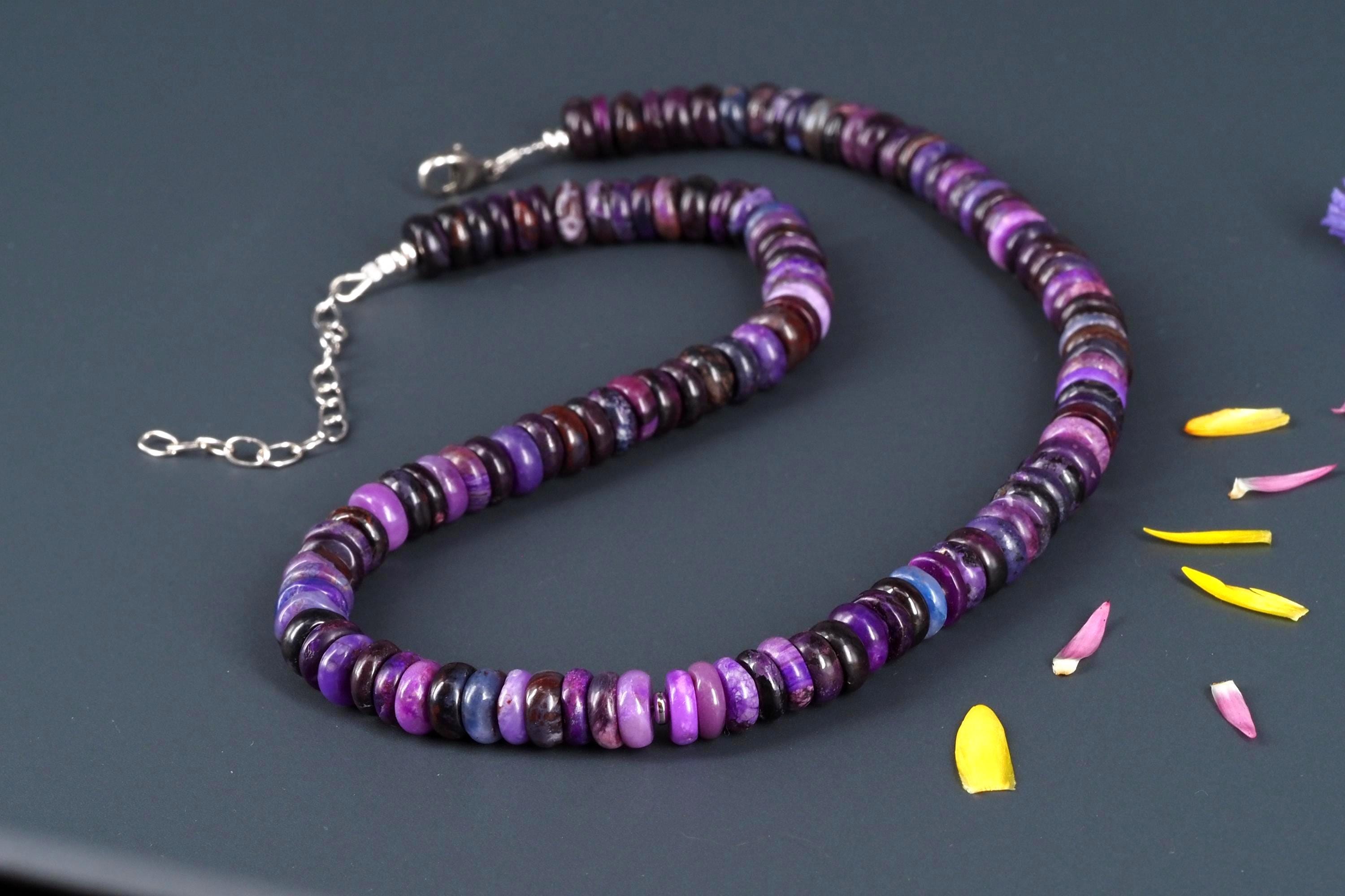 Sugilith Kette Silber lila 44cm echte Edelsteinkette