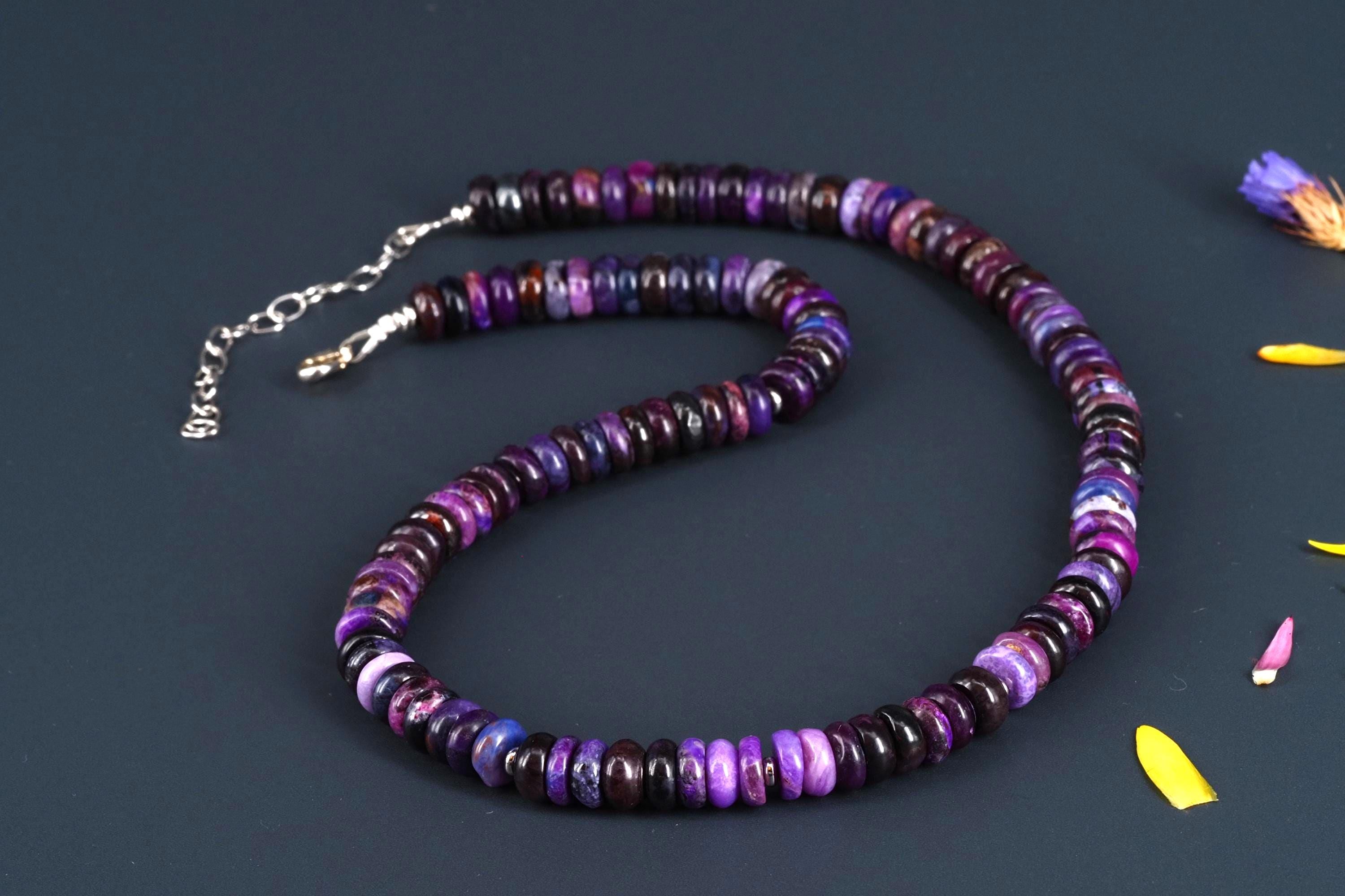 Sugilith Kette Silber lila 45,5cm echte Edelsteinkette
