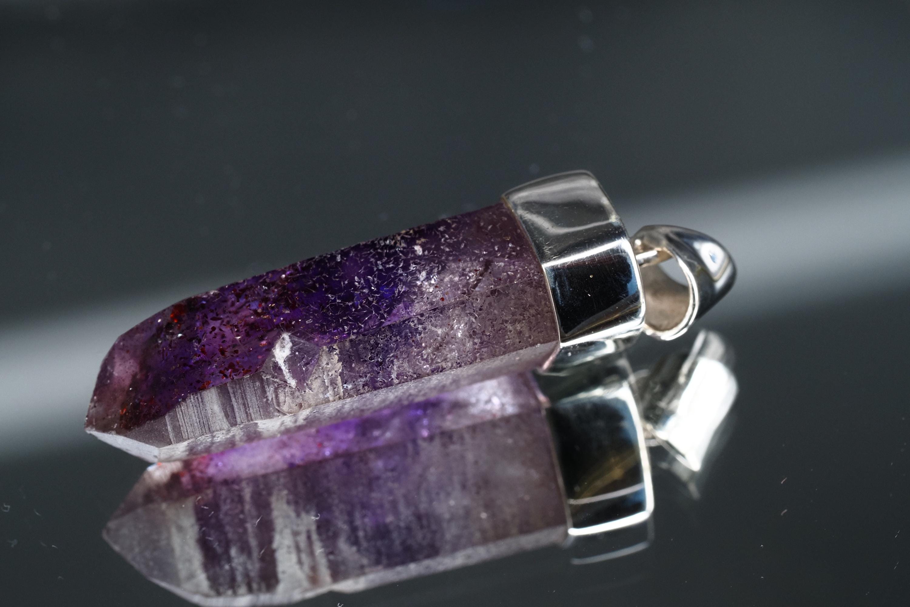 Amethyst Namibia Silber Anhänger Länge mit Öse 41,5mm