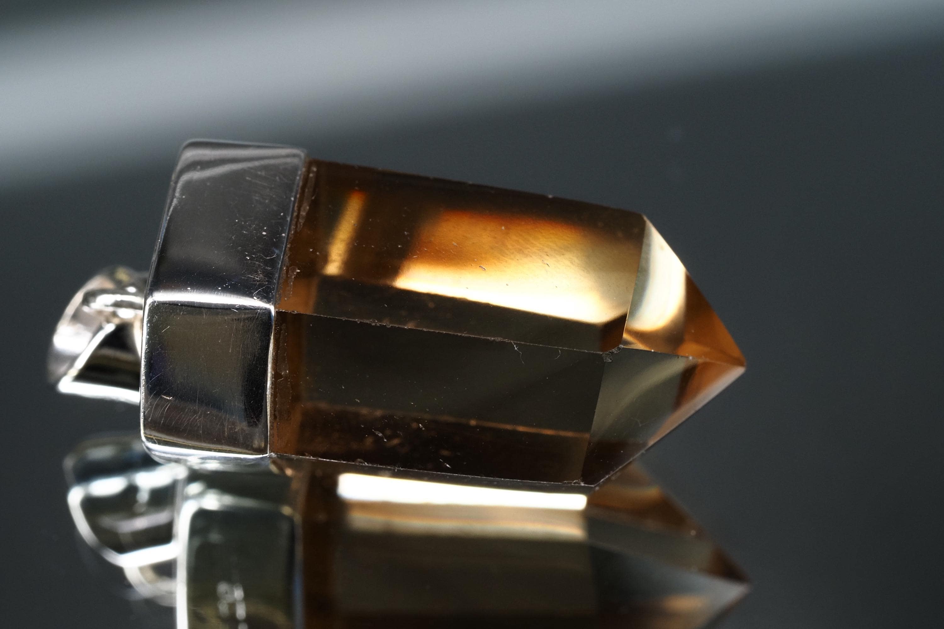 Rauchquarz Sterling Silber Anhänger Länge mit Öse 38mm