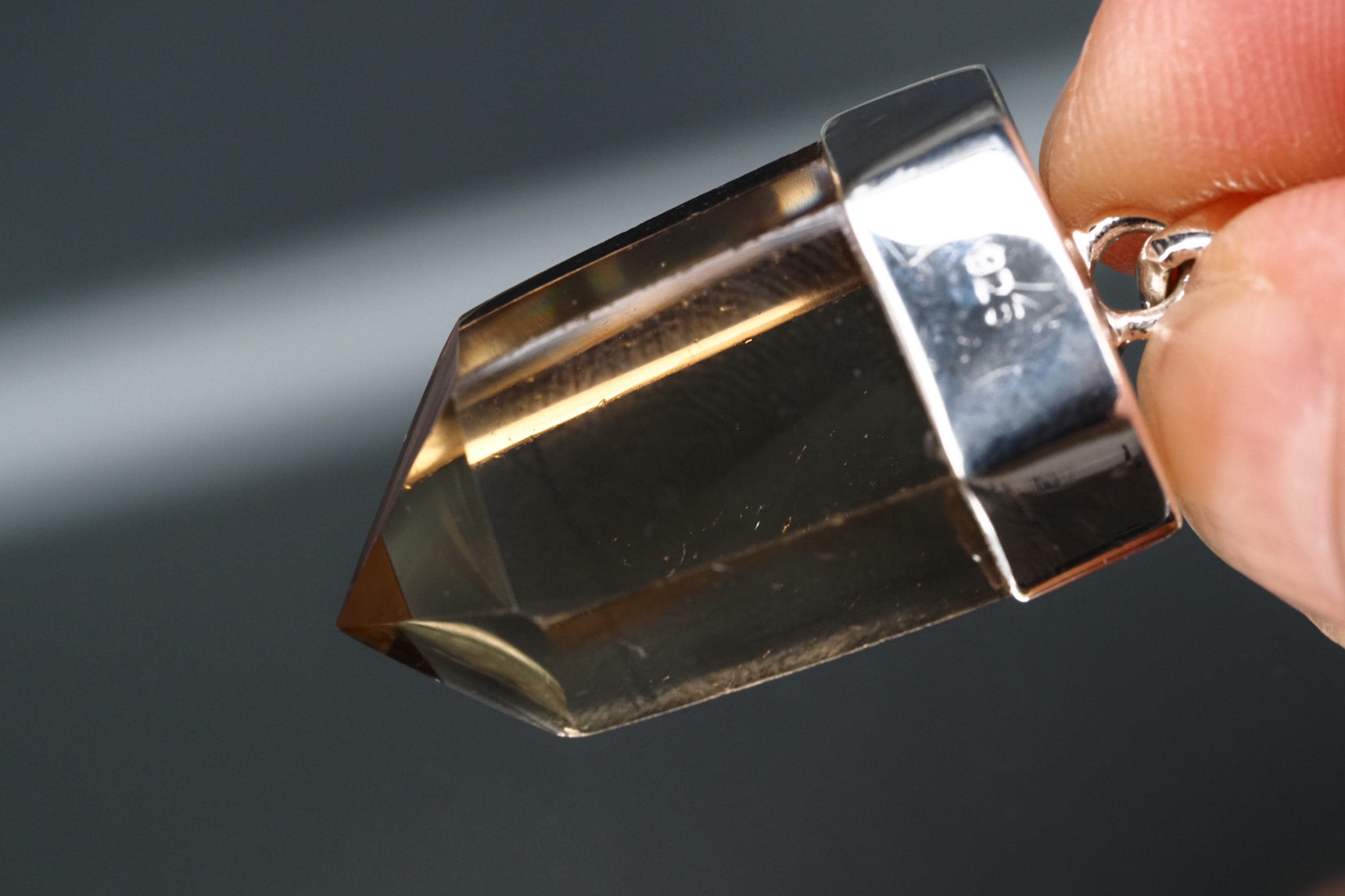 Rauchquarz Sterling Silber Anhänger Länge mit Öse 38mm