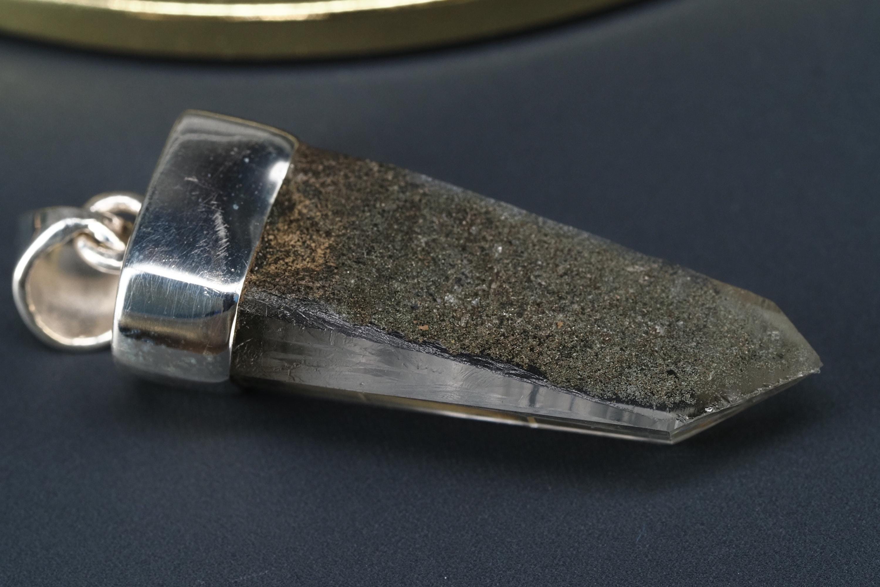 Bergkristall Aktinolith Anhänger Silber Österreich 43mm