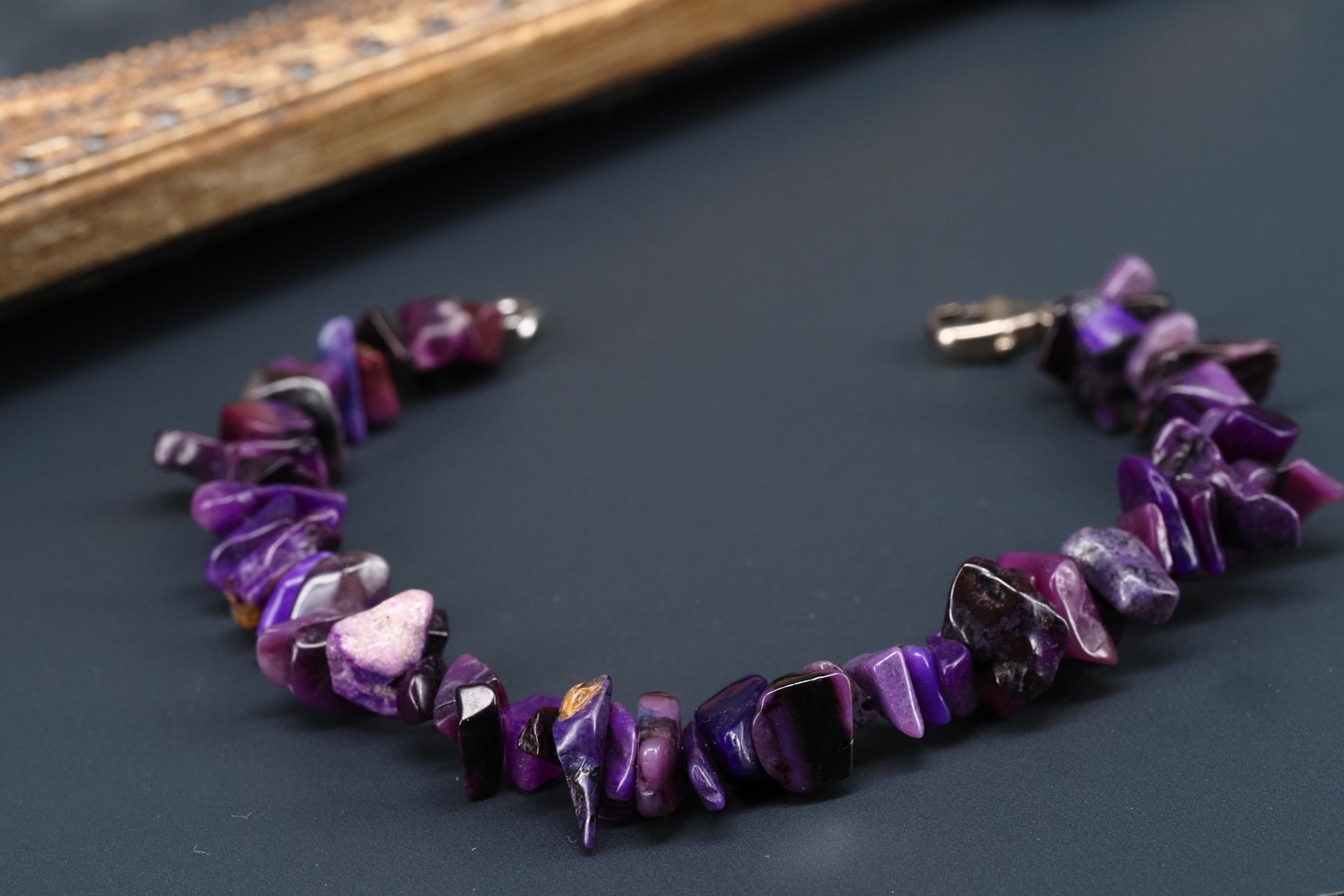 Sugilit Armband echtes lila Edelsteinarmband 19cm