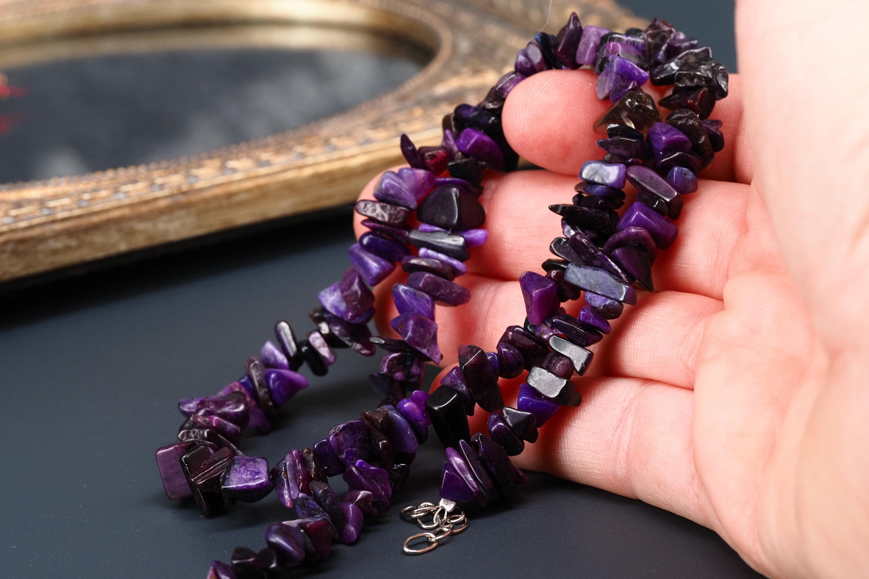 Sugilith Kette Silber Splitter 45-48cm echt und unbehandelt