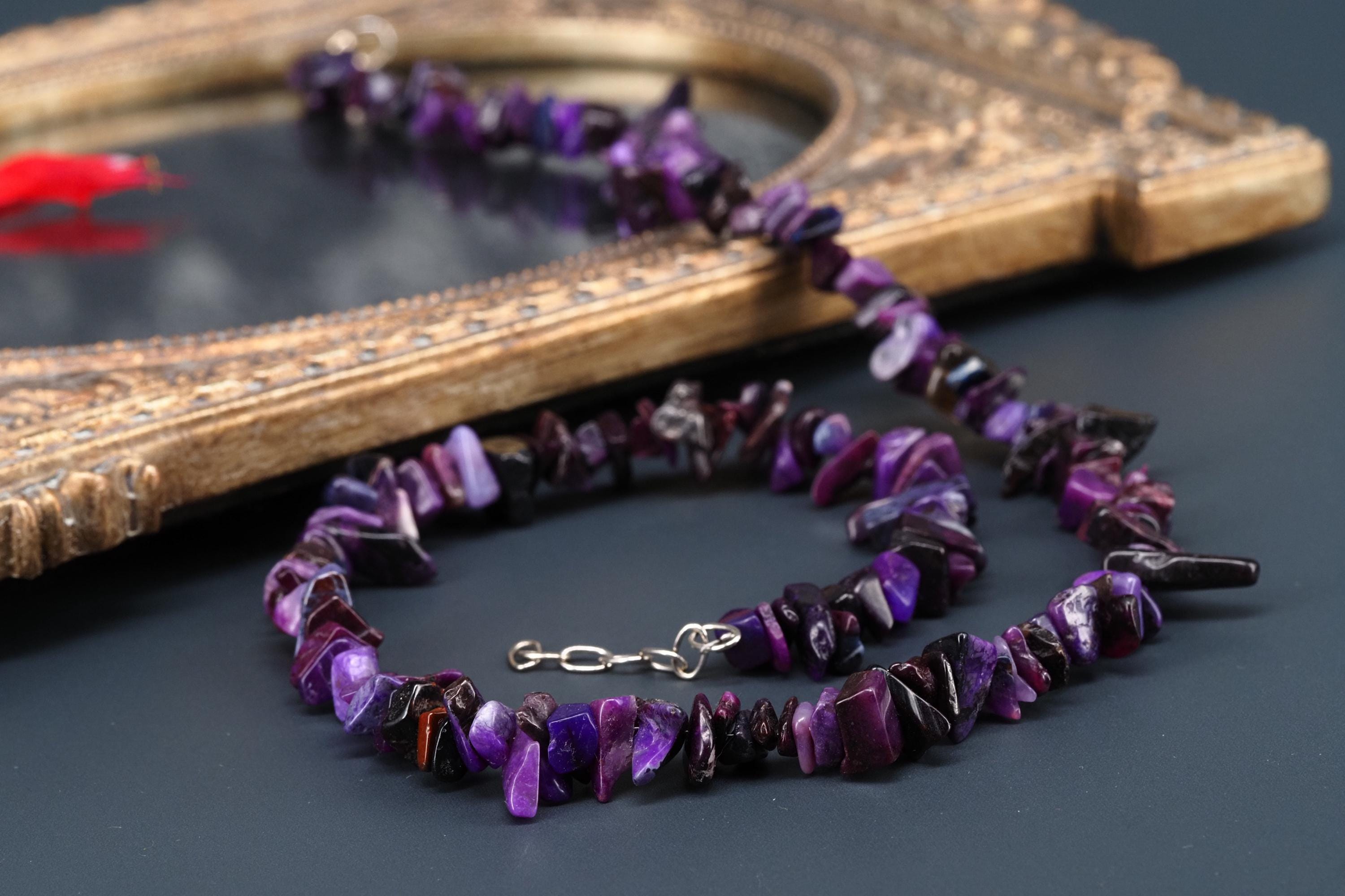 Sugilith Kette Silber Splitter 45-48cm echt und unbehandelt