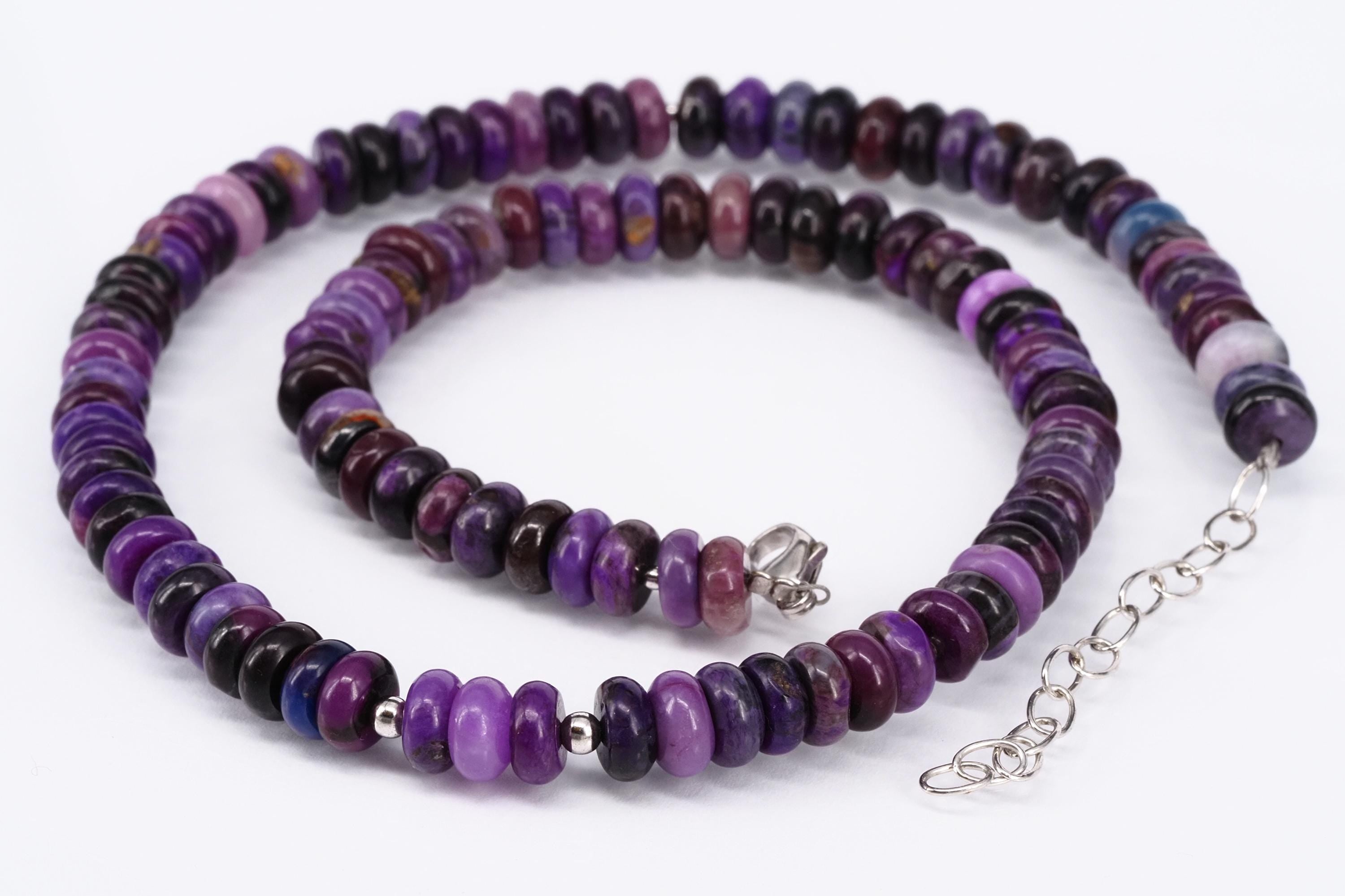 Sugilith Kette mit Silber Verschluss Lila Edelstein Collier