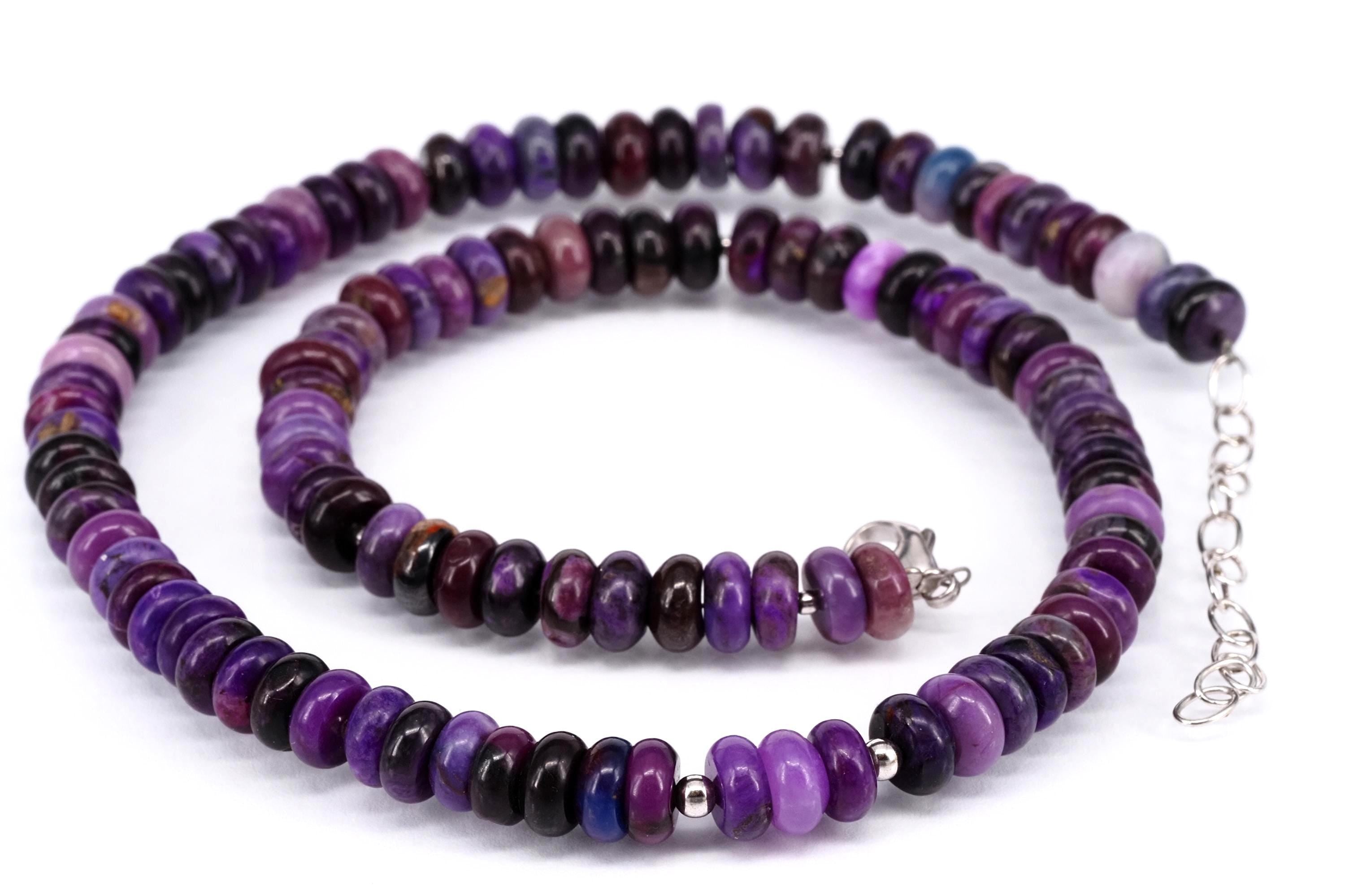 Sugilith Kette mit Silber Verschluss Lila Edelstein Collier