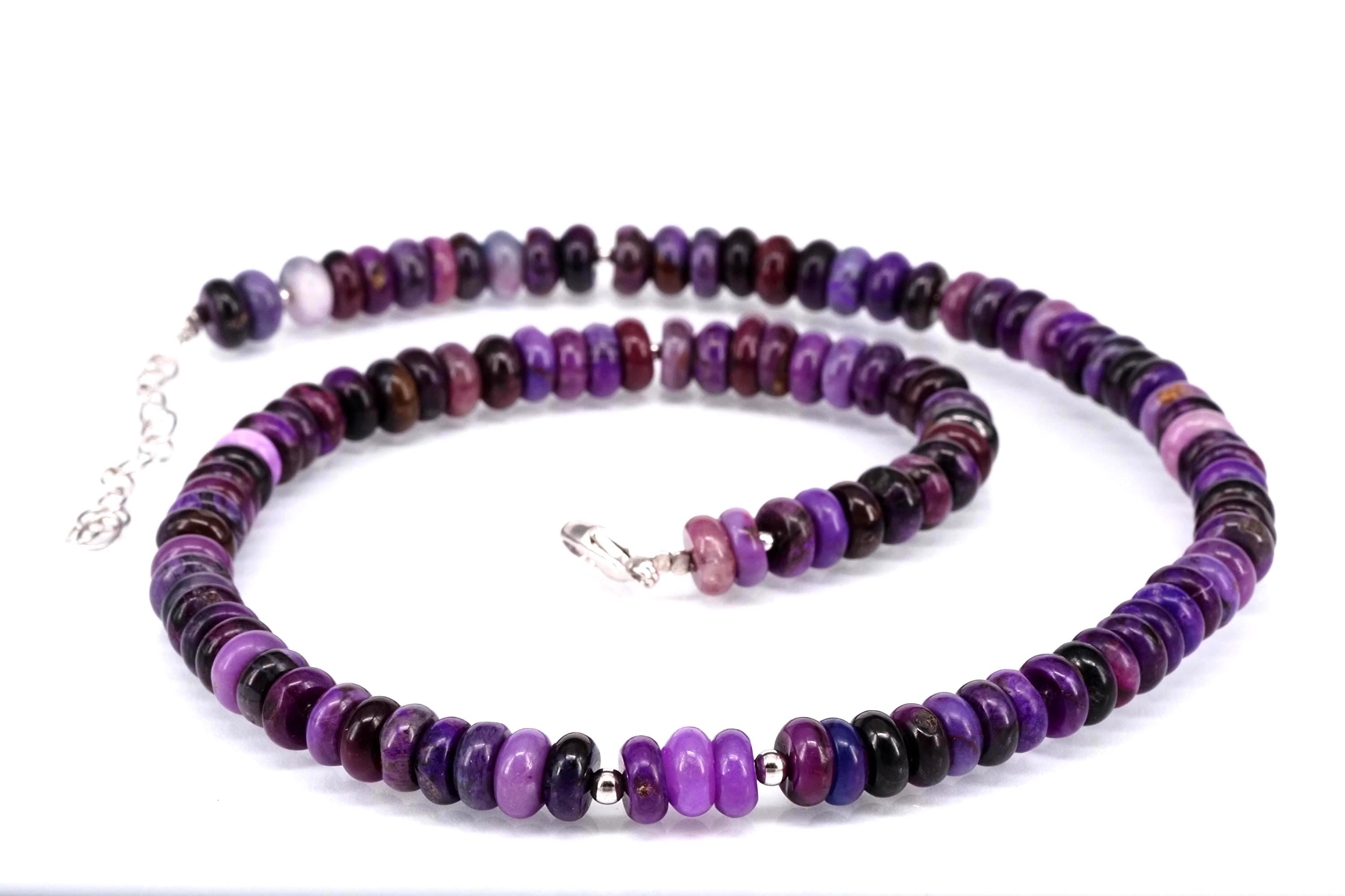 Sugilith Kette mit Silber Verschluss Lila Edelstein Collier