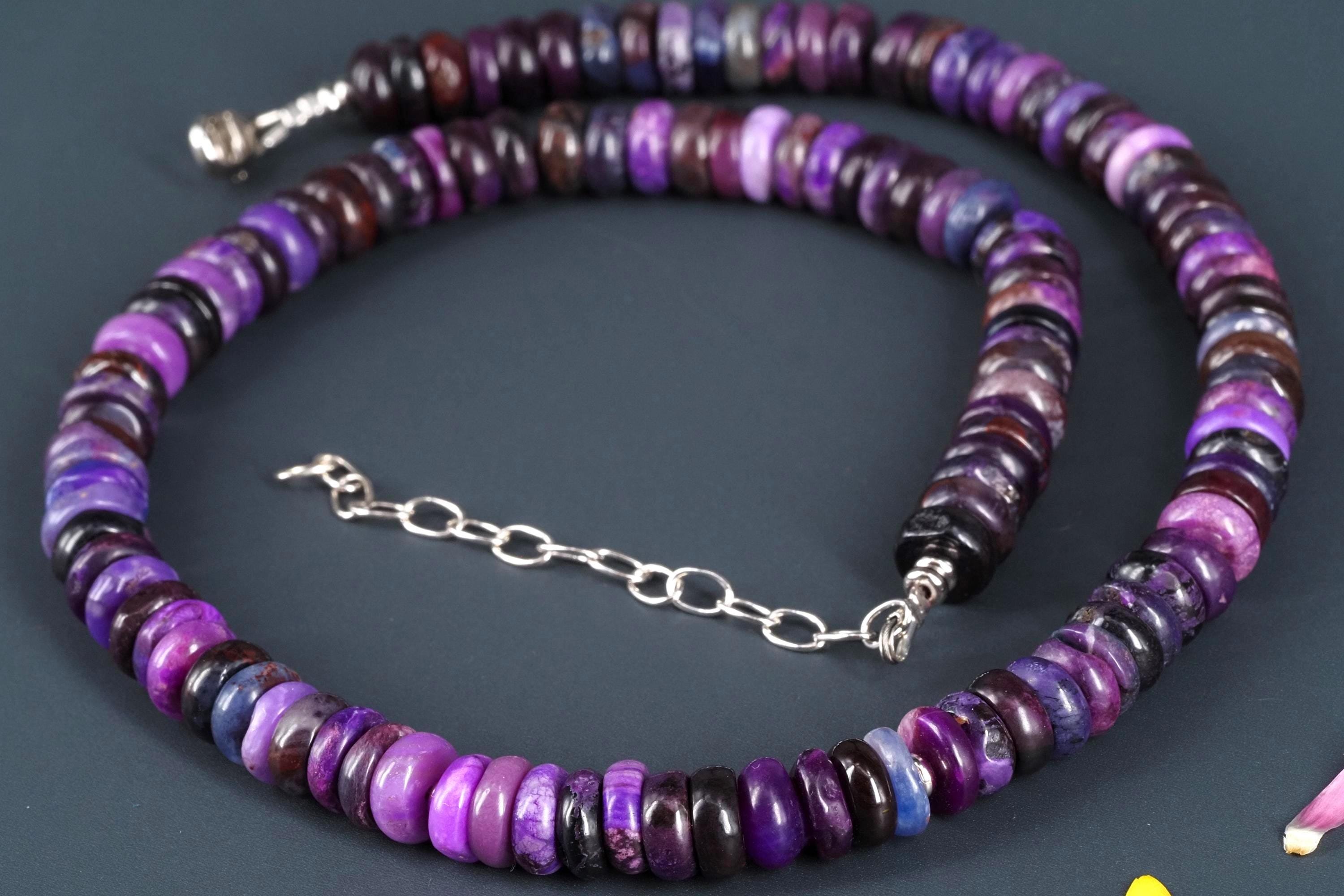 Sugilith Kette Silber lila 44cm echte Edelsteinkette