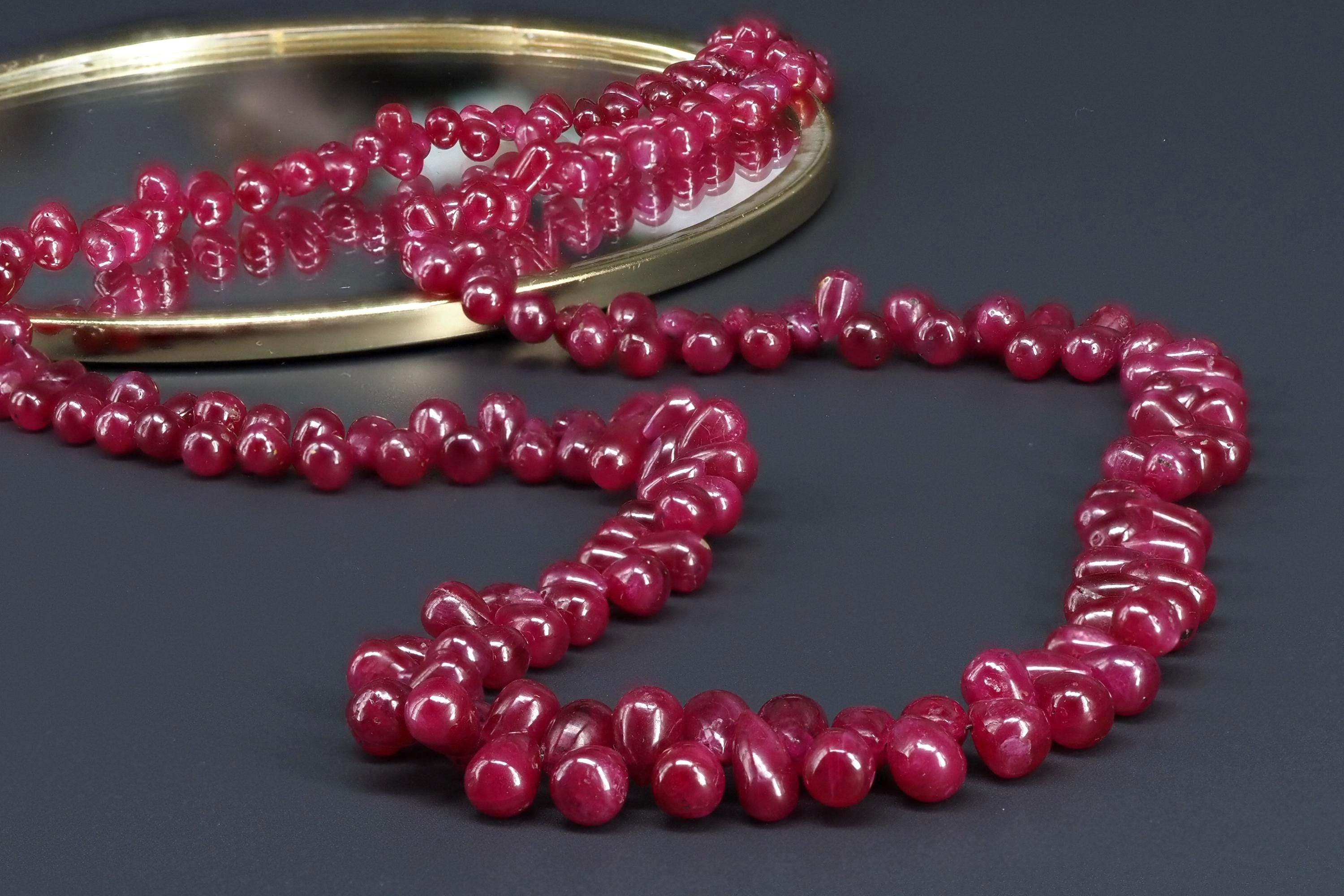 Rubin Kette – natürliche Tropfen & 14 Karat Gold Verschluss