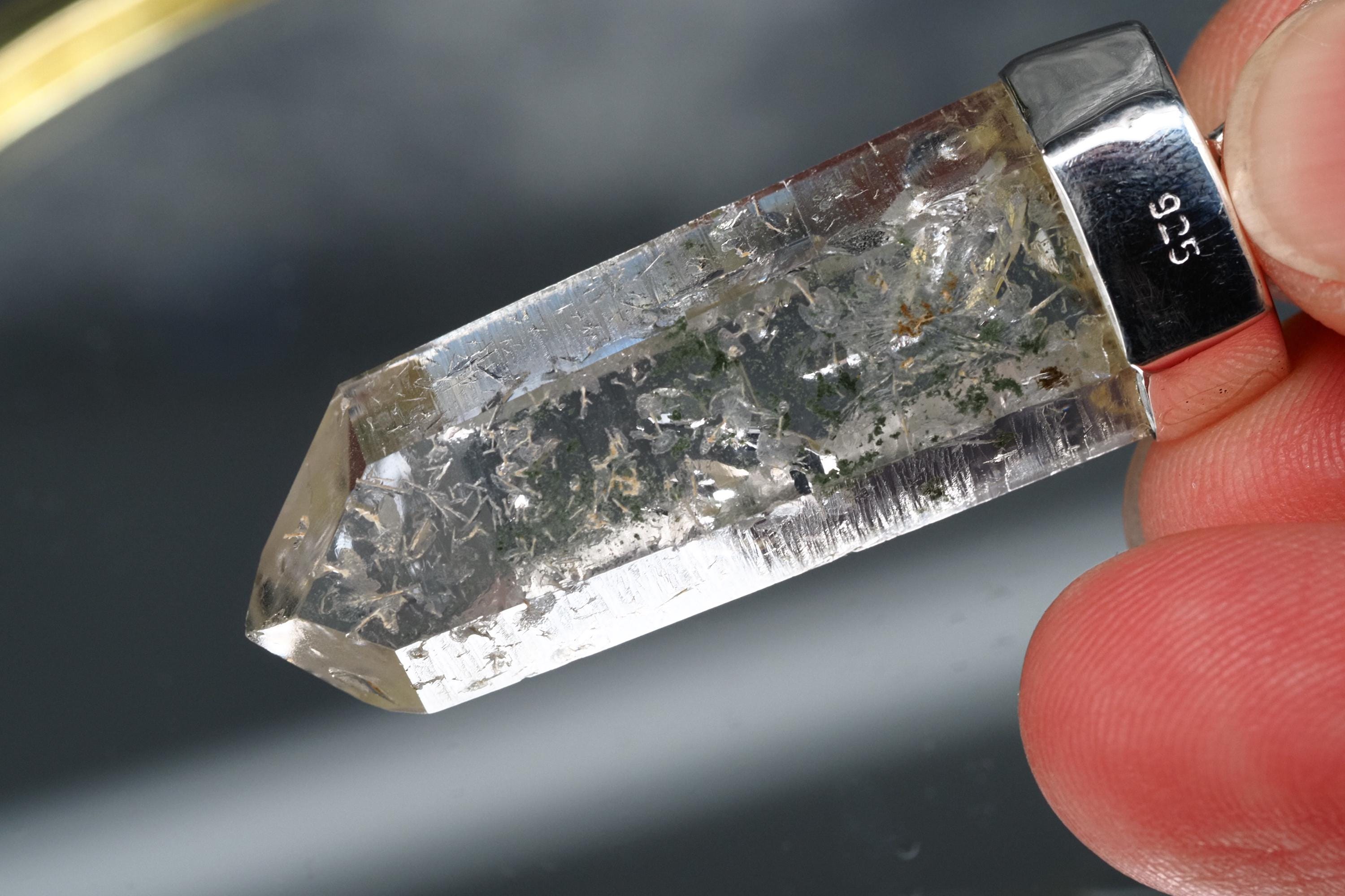 Bergkristall Namibia Silber Anhänger Länge mit Öse 49mm