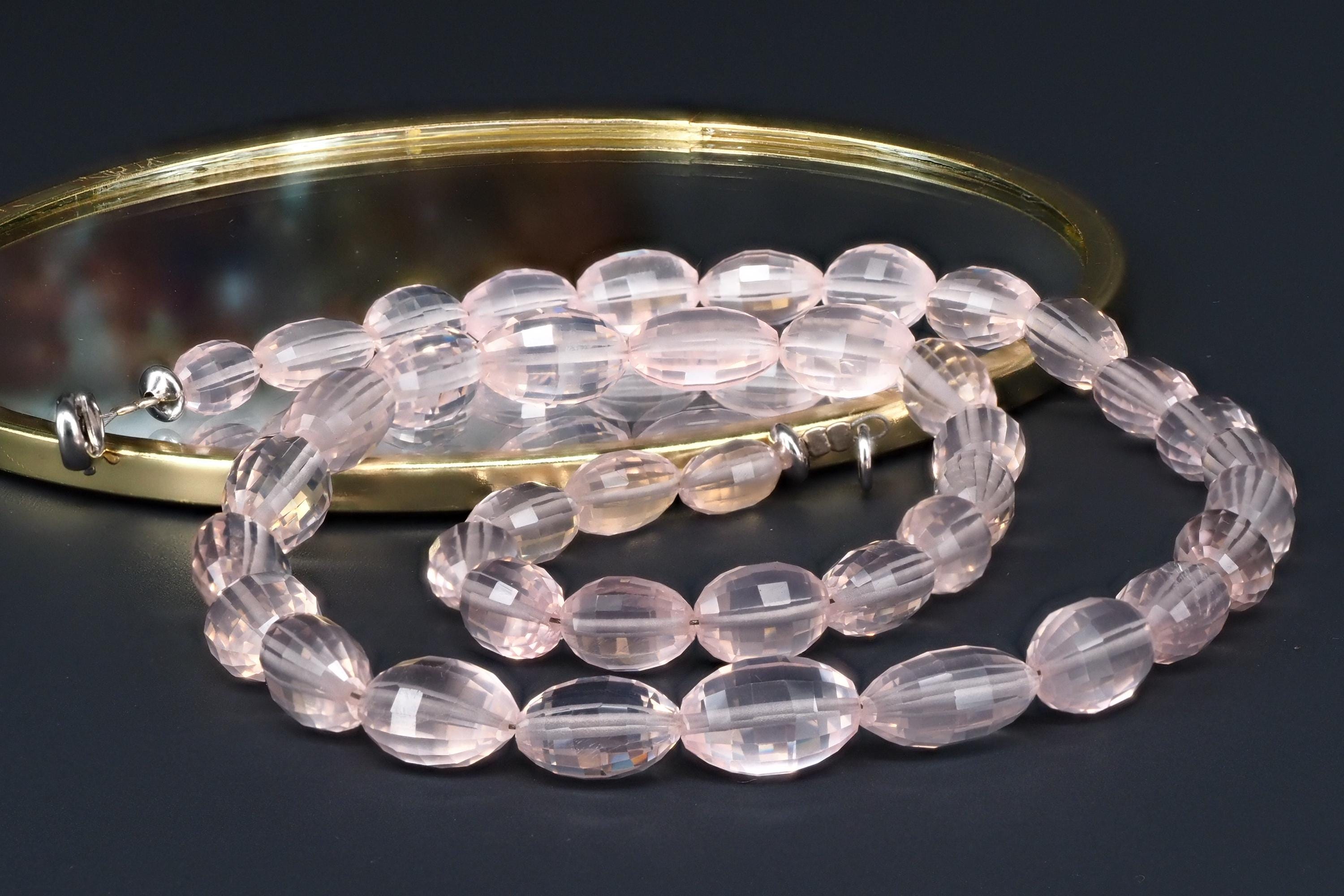 Top Rosenquarz Kette mit Sterling Silber Verschluss