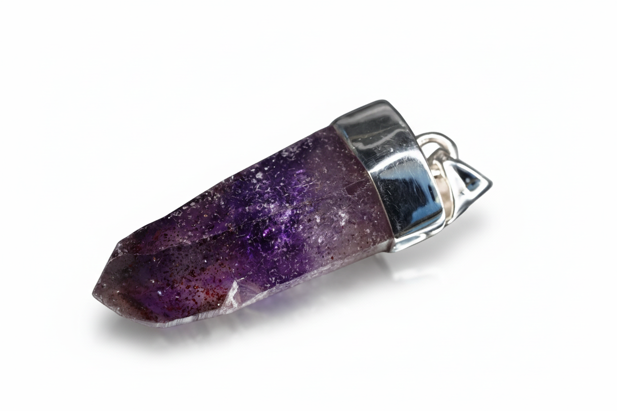 Amethyst Namibia Silber Anhänger Länge mit Öse 41,5mm
