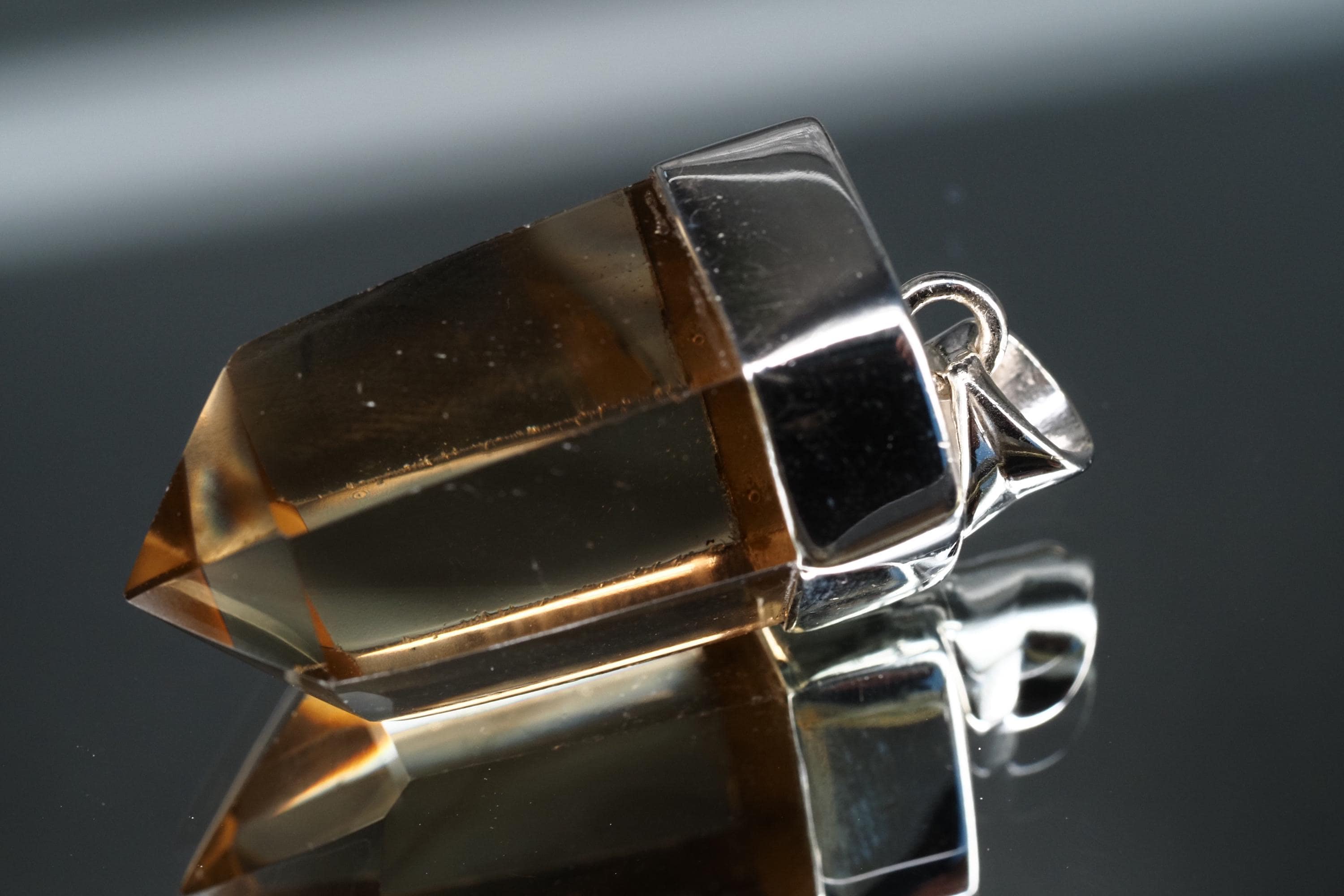 Rauchquarz Sterling Silber Anhänger Länge mit Öse 38mm