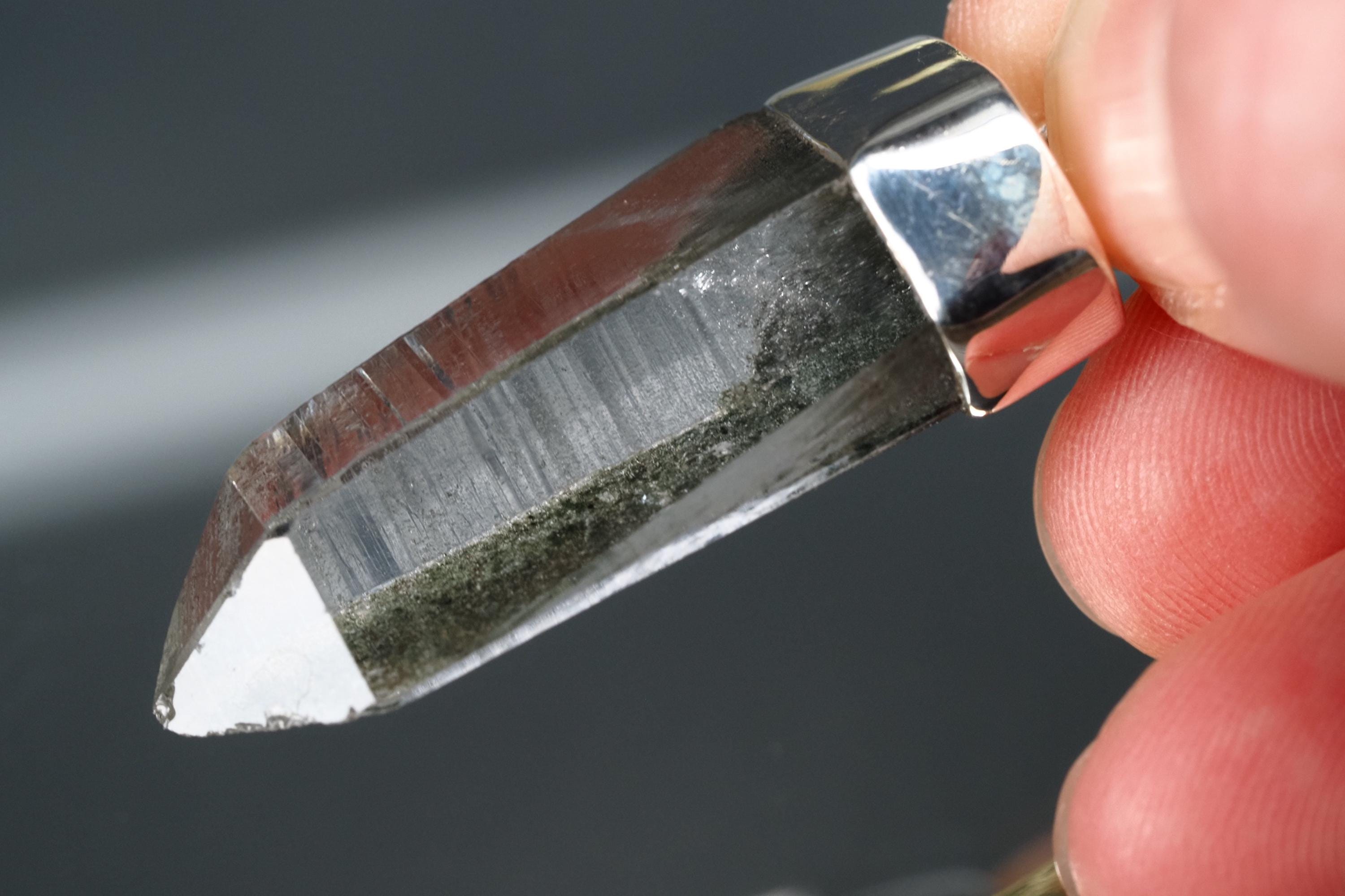 Bergkristall Aktinolith Anhänger Silber Österreich 43mm